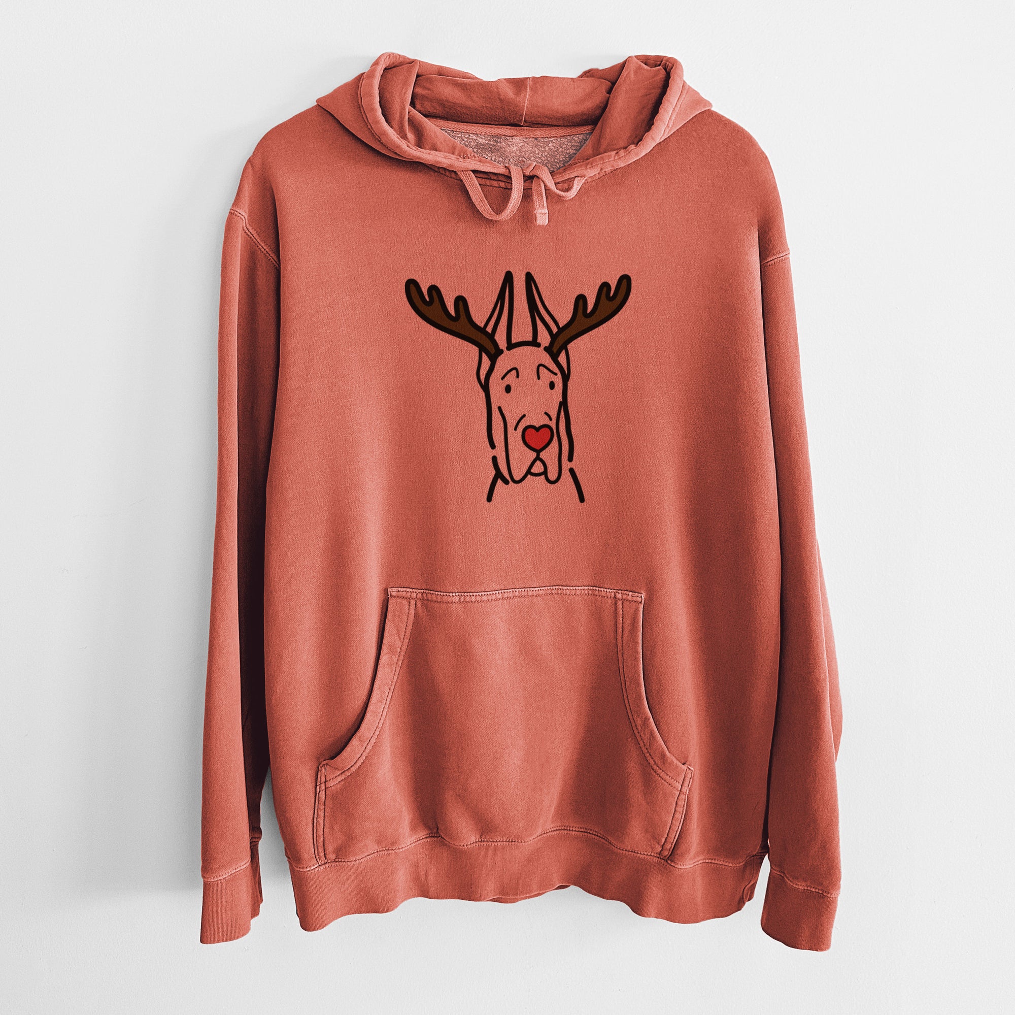 Red Nose Great Dane with Cropped Ears - Unisex Pigment Dyed Hoodie