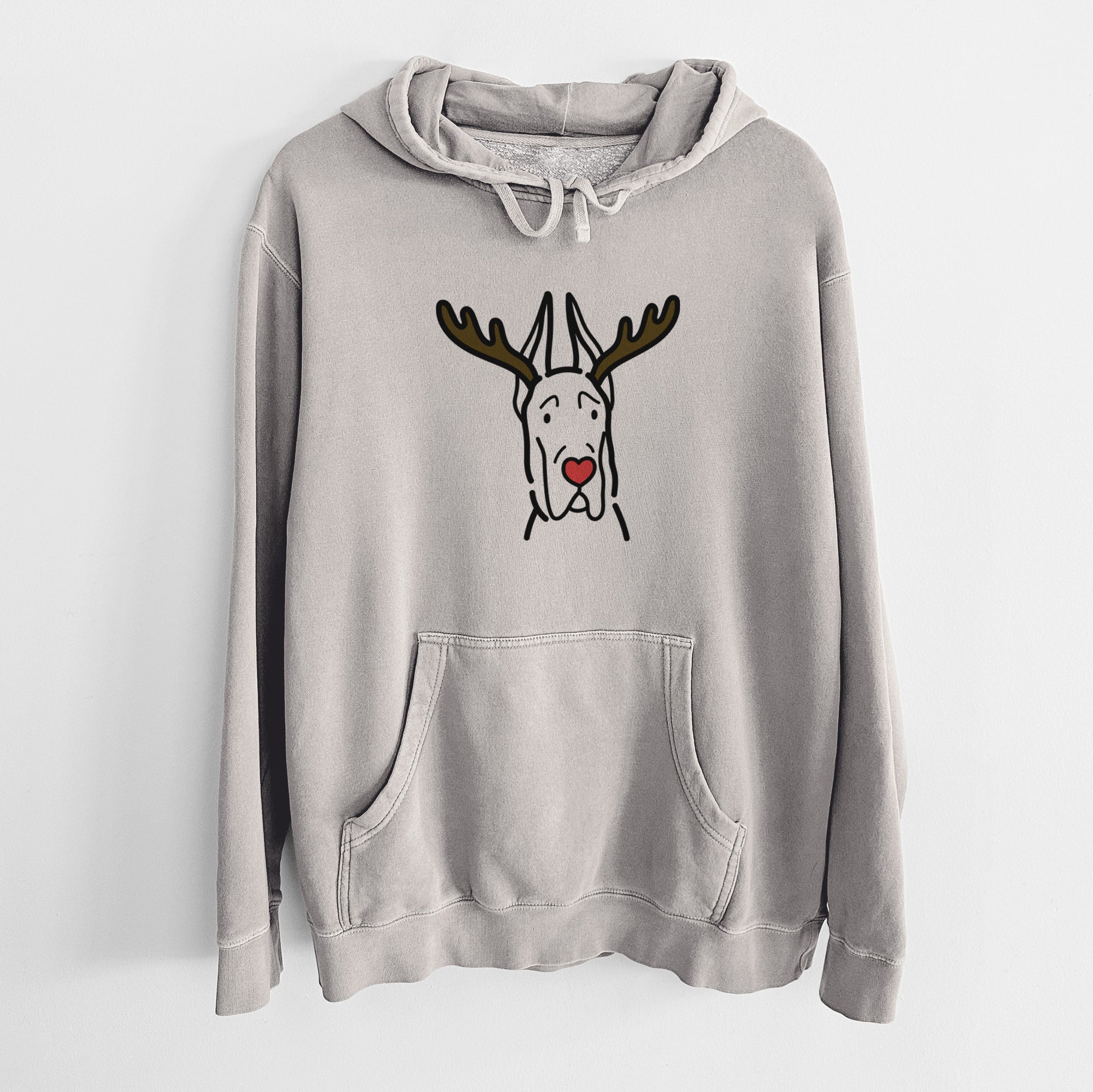 Red Nose Great Dane with Cropped Ears - Unisex Pigment Dyed Hoodie