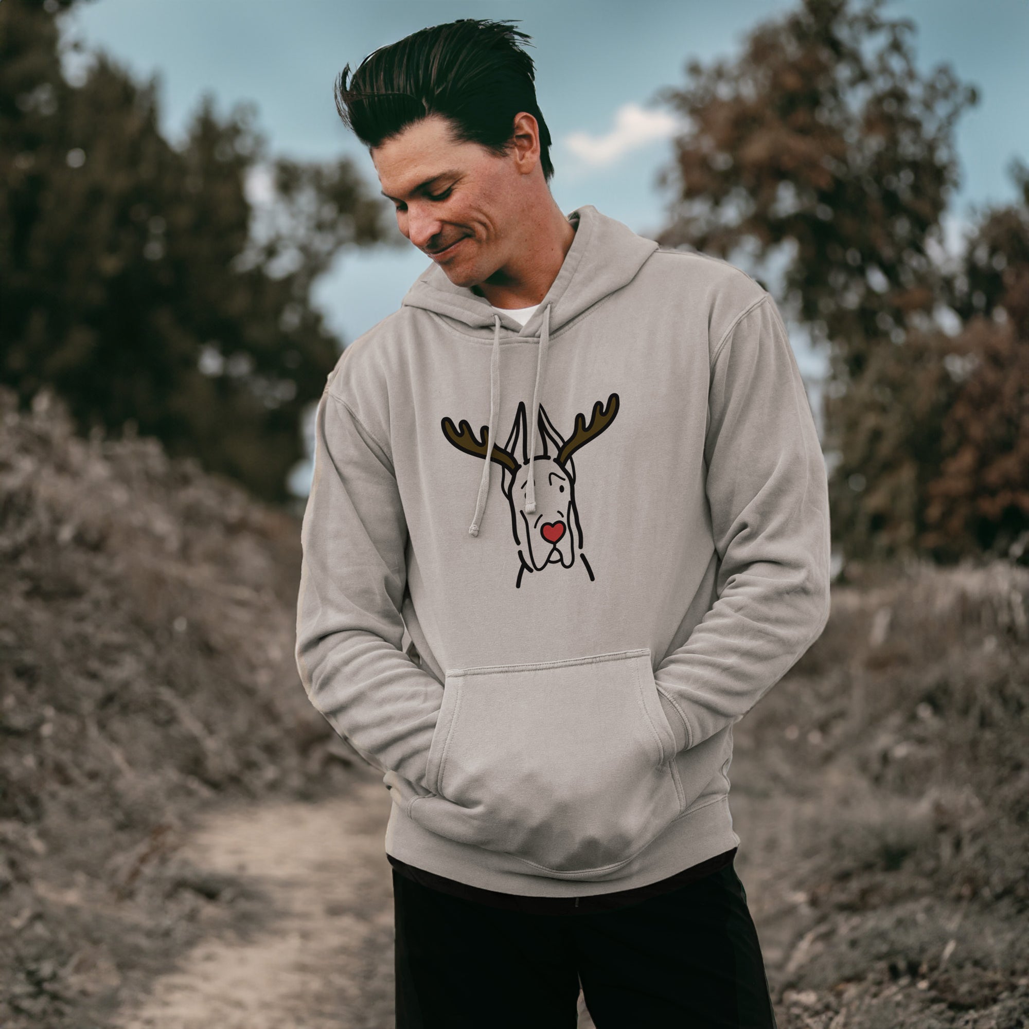 Red Nose Great Dane with Cropped Ears - Unisex Pigment Dyed Hoodie