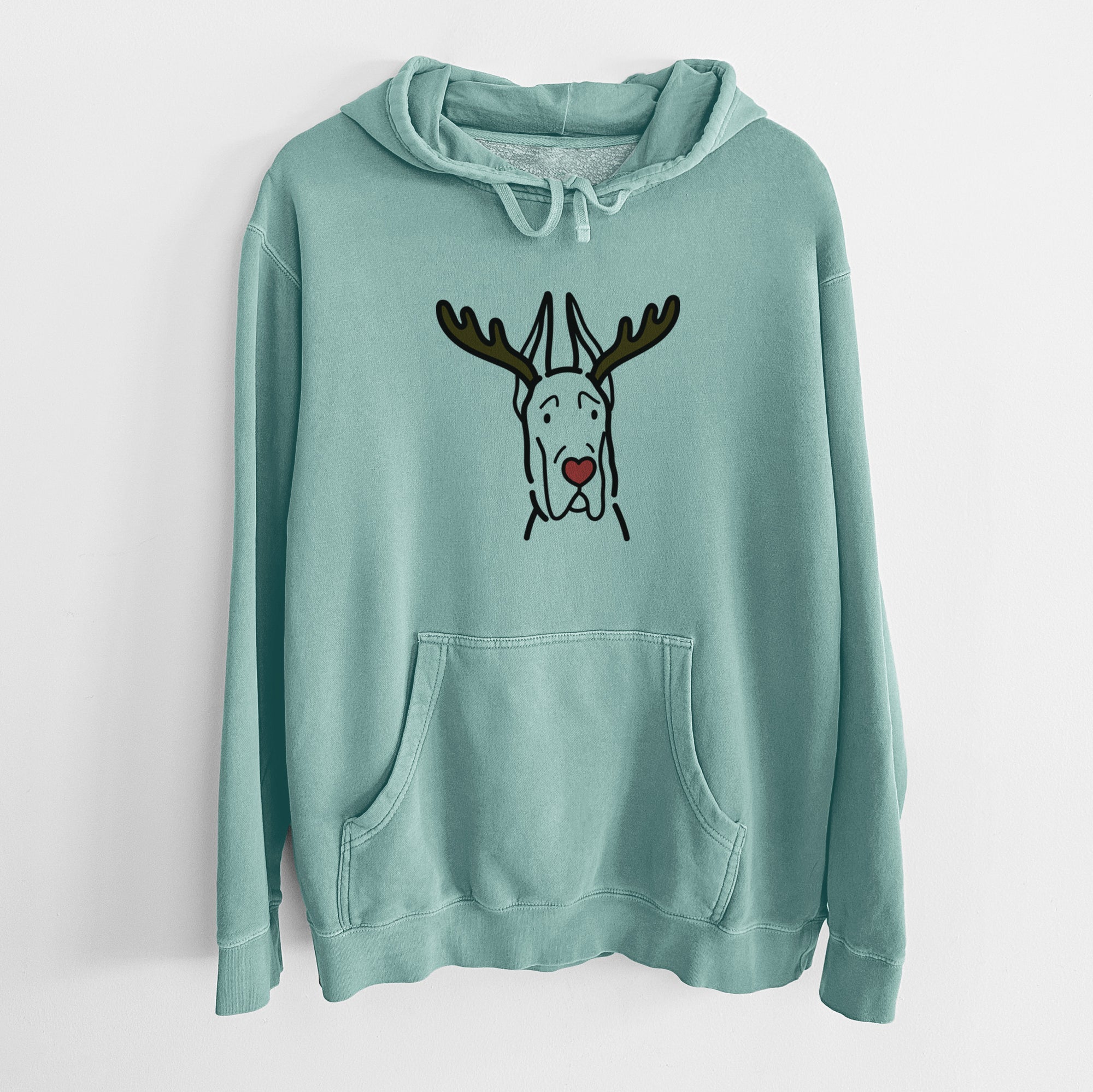 Red Nose Great Dane with Cropped Ears - Unisex Pigment Dyed Hoodie