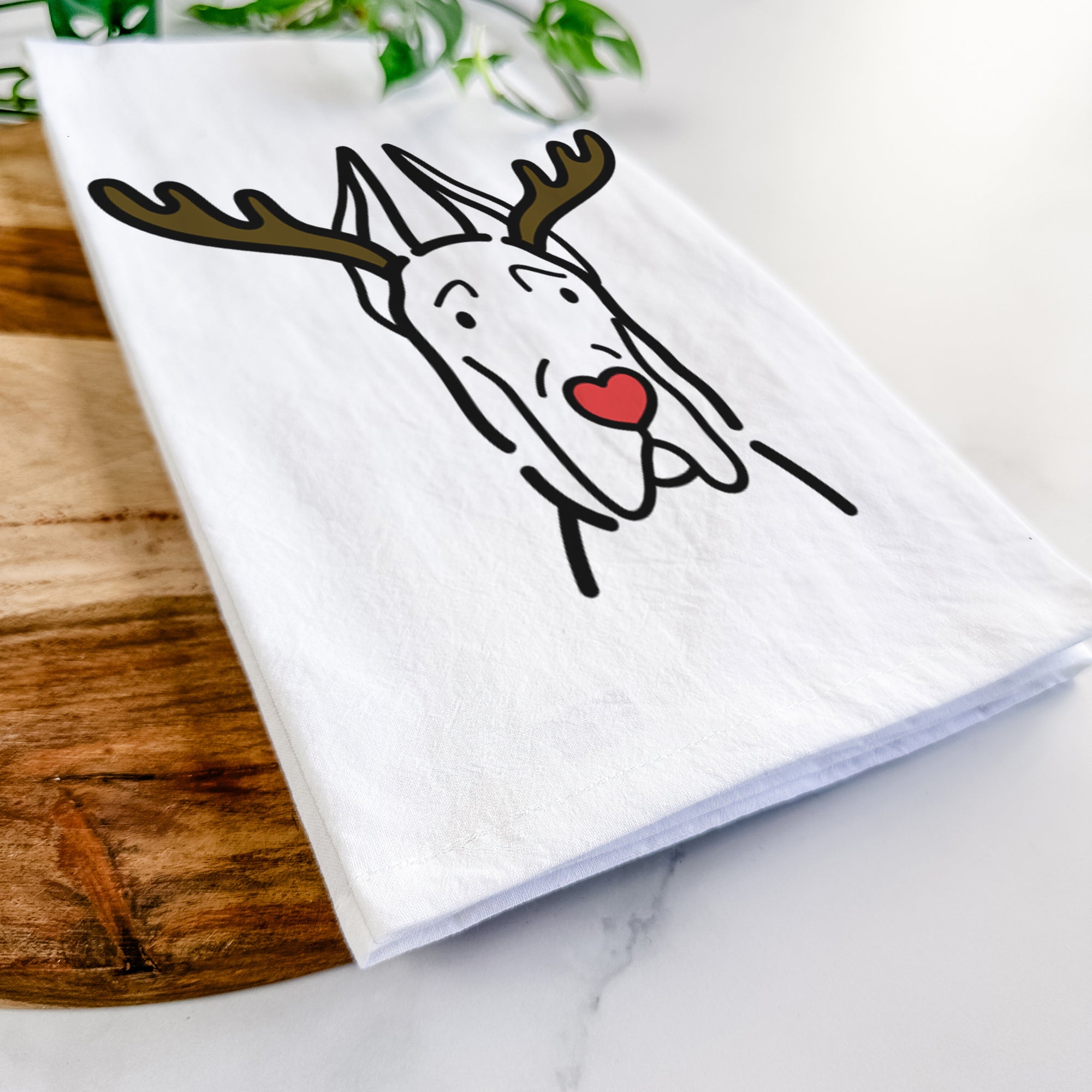 Red Nose Great Dane with Cropped Ears - Tea Towel