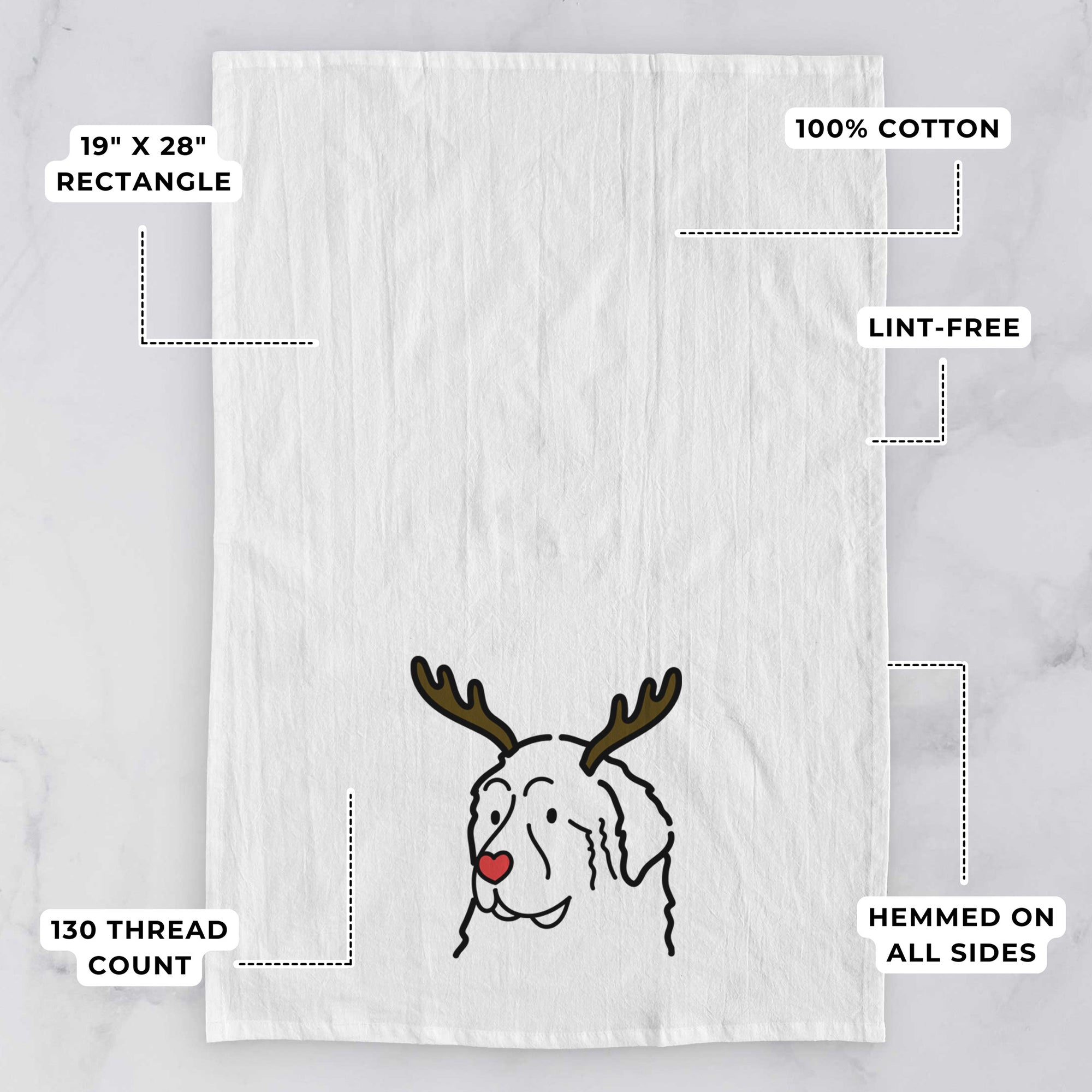 Red Nose Great Pyrenees - Tea Towel