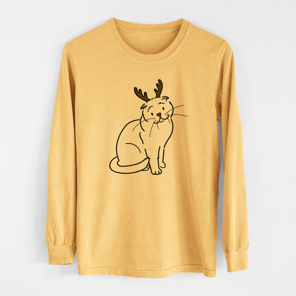 Red Nose Scottish Fold Cat - Hank - Heavyweight 100% Cotton Long Sleeve