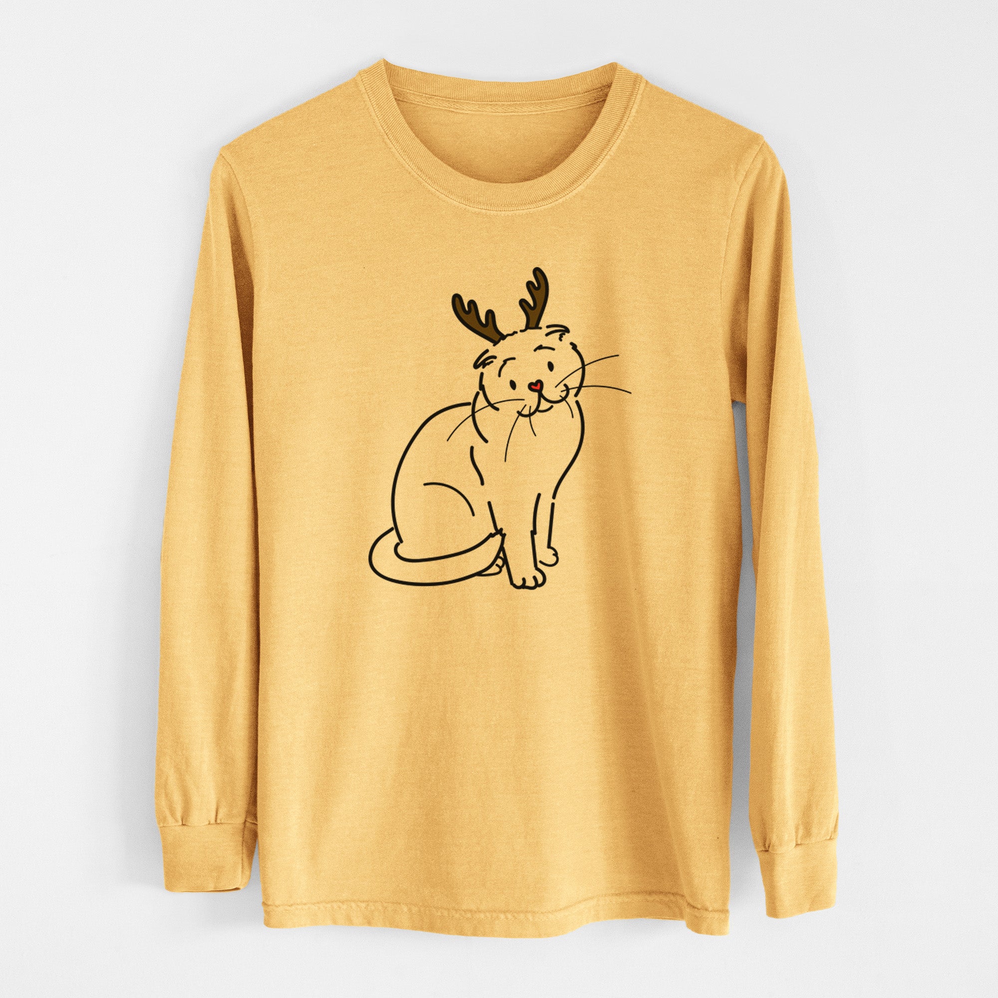 Red Nose Scottish Fold Cat - Hank - Heavyweight 100% Cotton Long Sleeve