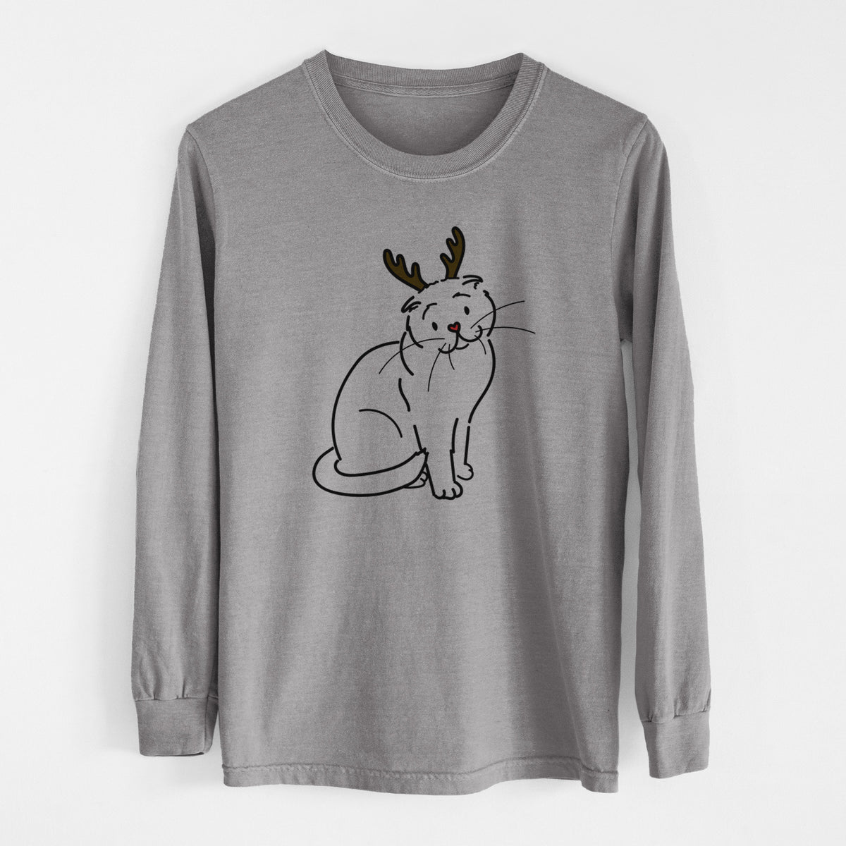 Red Nose Scottish Fold Cat - Hank - Heavyweight 100% Cotton Long Sleeve
