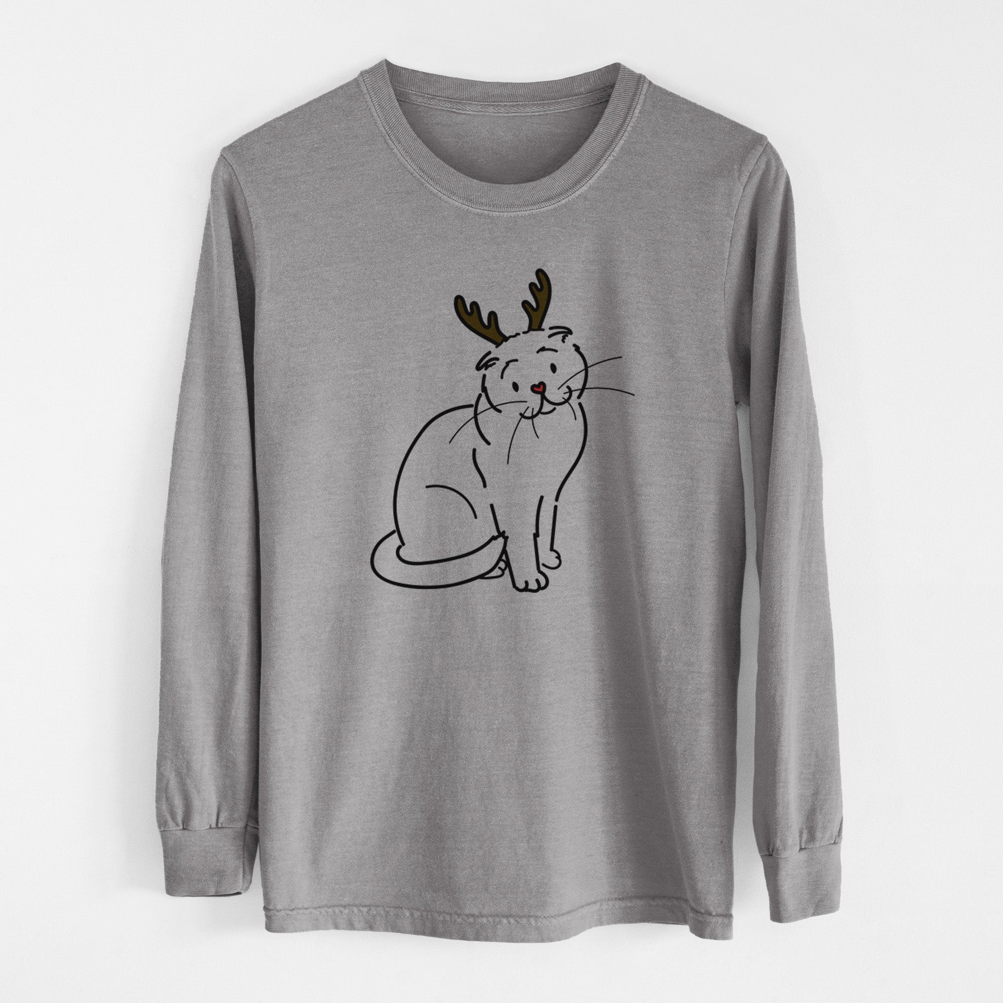 Red Nose Scottish Fold Cat - Hank - Heavyweight 100% Cotton Long Sleeve