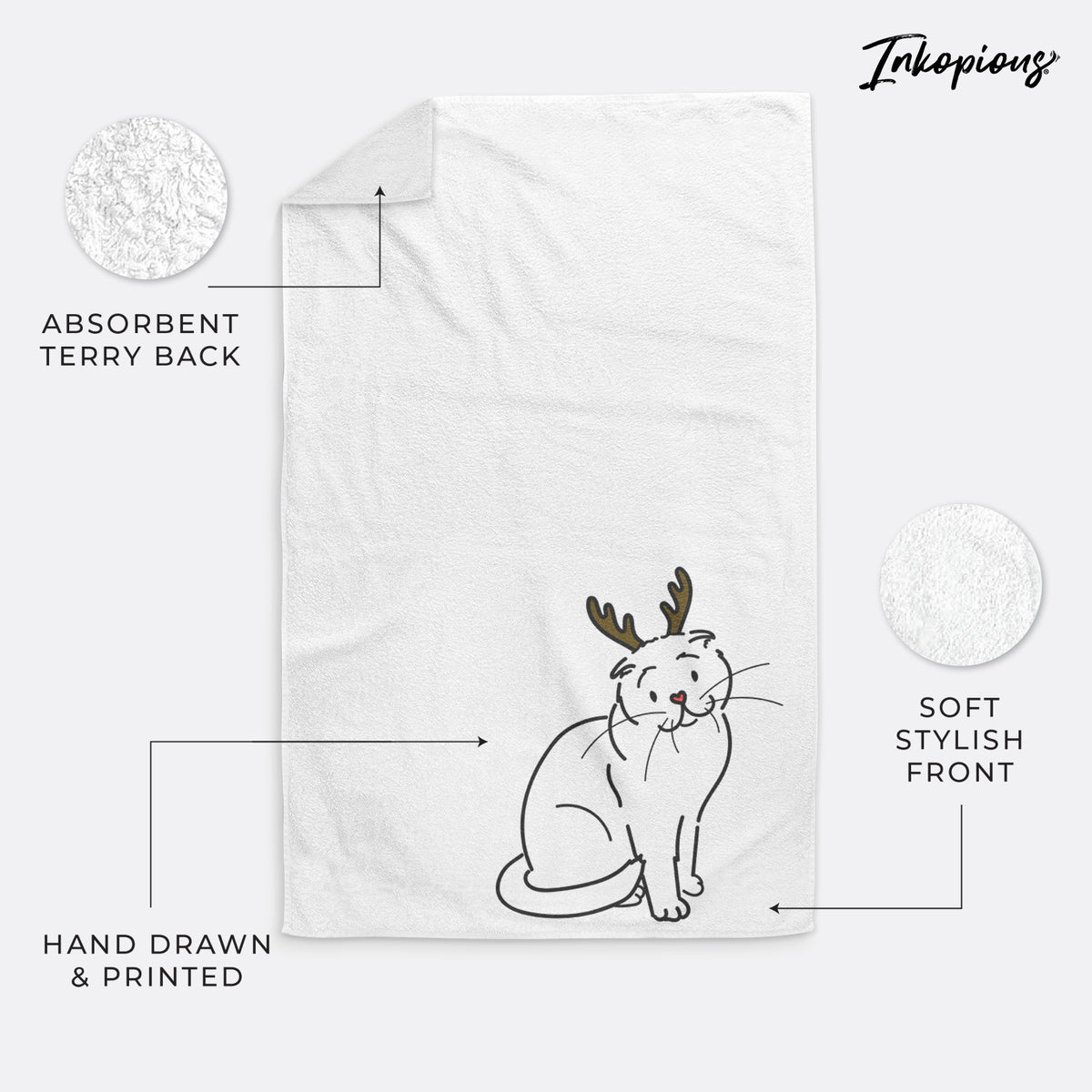 Red Nose Scottish Fold Cat - Hank - Hand Towel