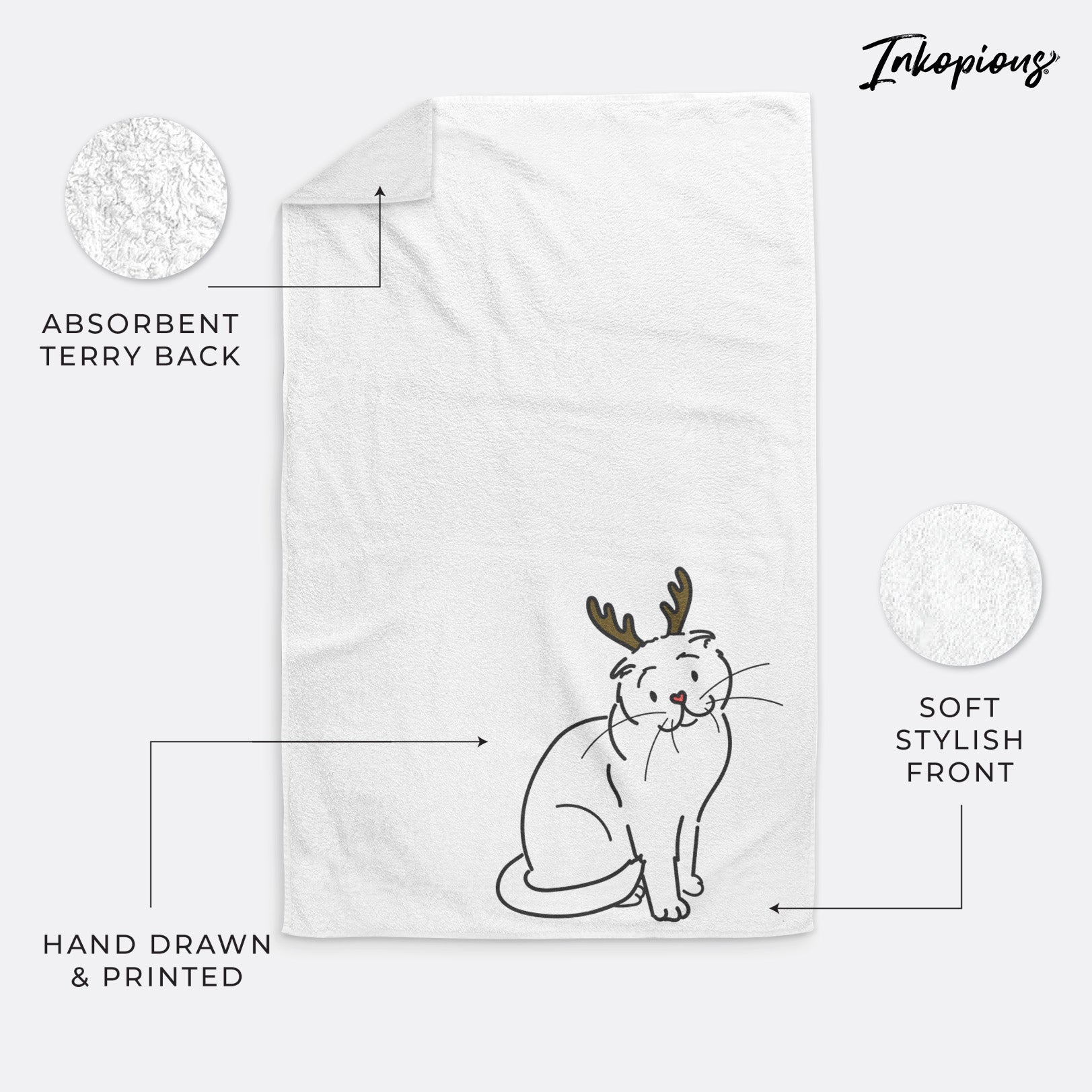 Red Nose Scottish Fold Cat - Hank - Hand Towel