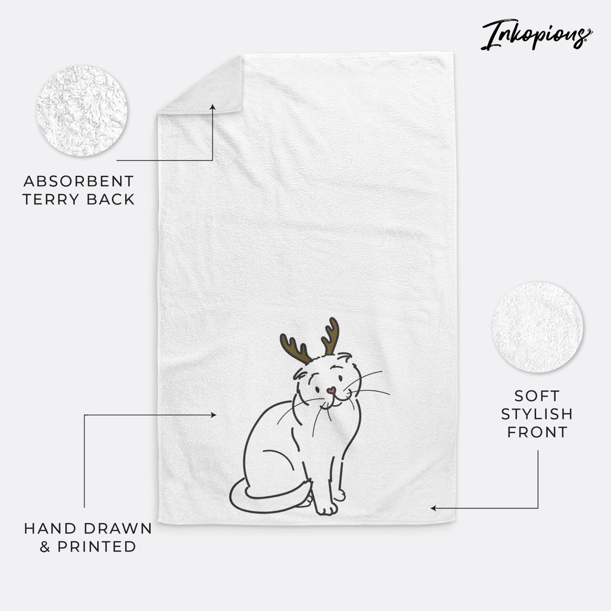 Red Nose Scottish Fold Cat - Hank - Hand Towel