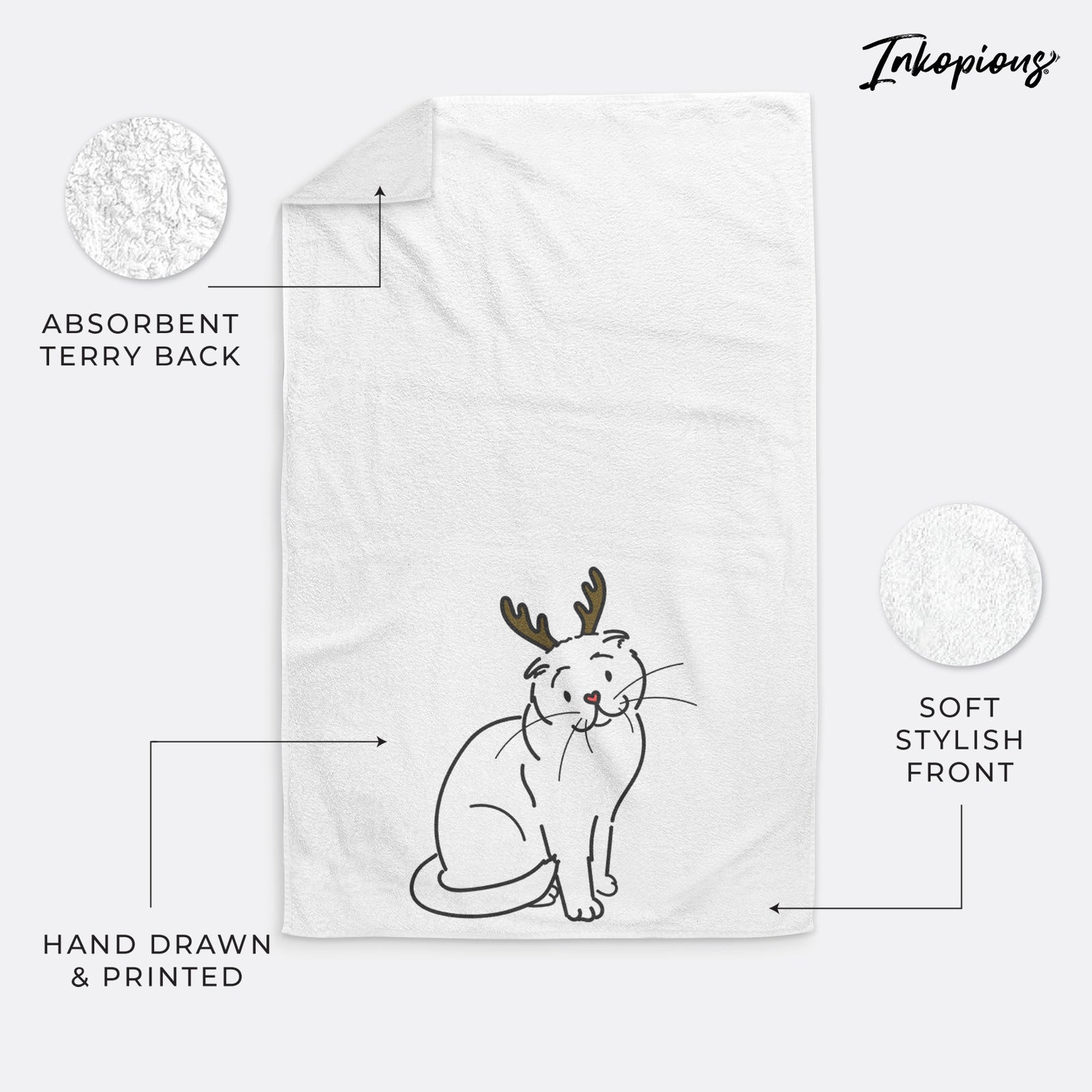 Red Nose Scottish Fold Cat - Hank - Hand Towel