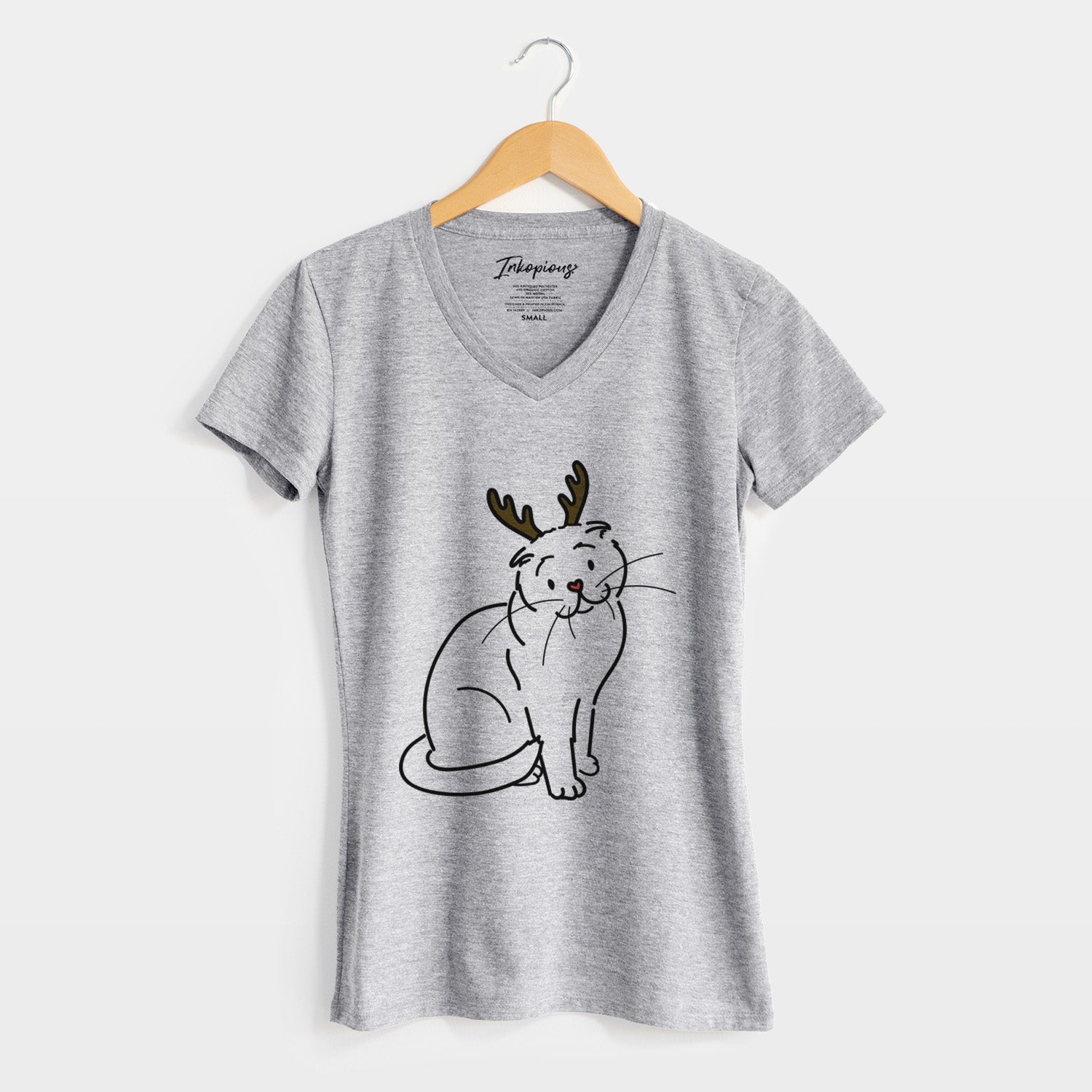 Red Nose Scottish Fold Cat - Hank - Women's Perfect V-neck Shirt