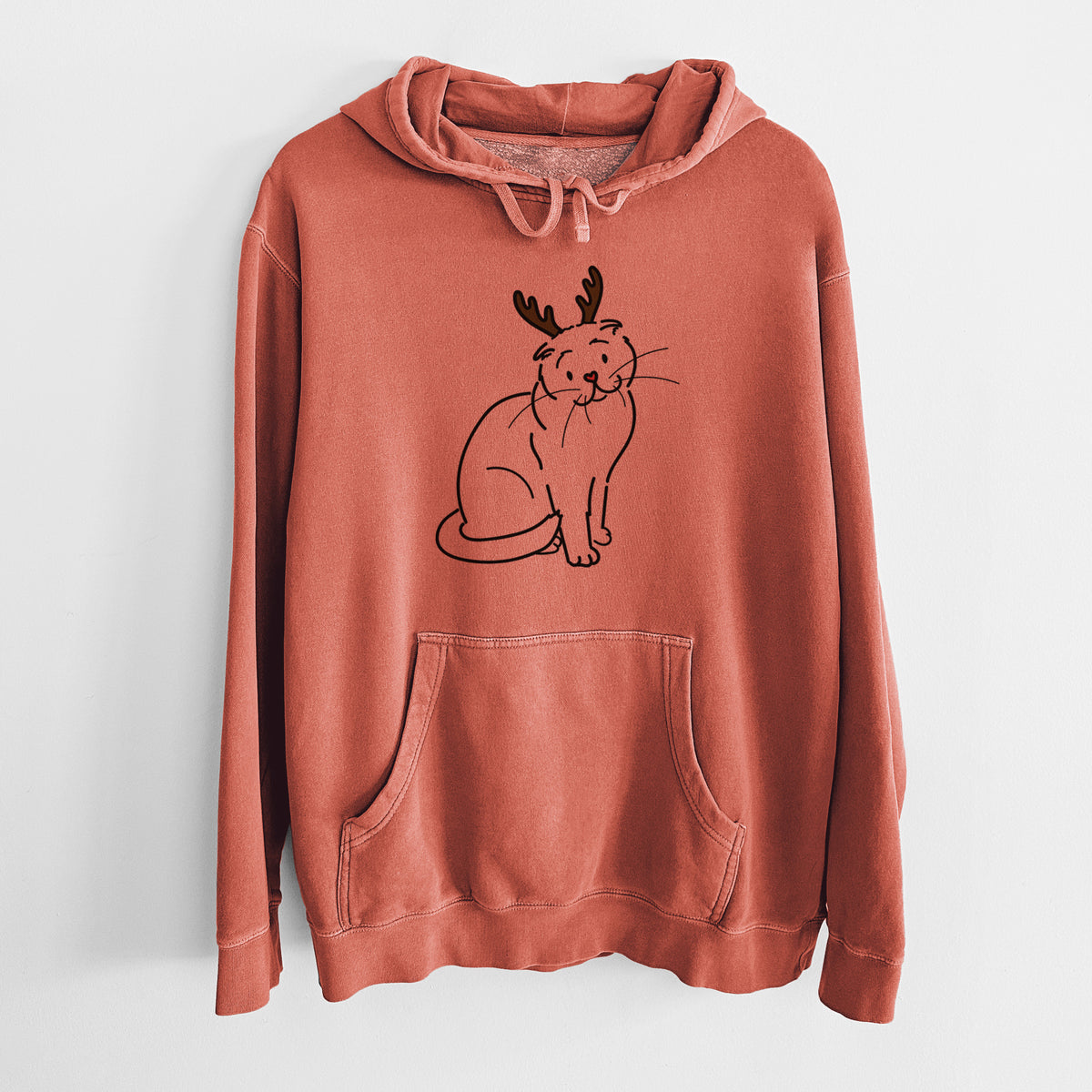 Red Nose Scottish Fold Cat - Hank - Unisex Pigment Dyed Hoodie