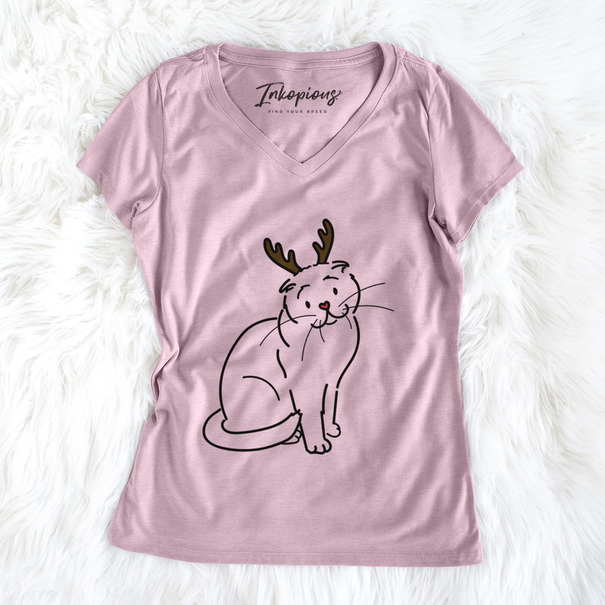 Red Nose Scottish Fold Cat - Hank - Women's Perfect V-neck Shirt