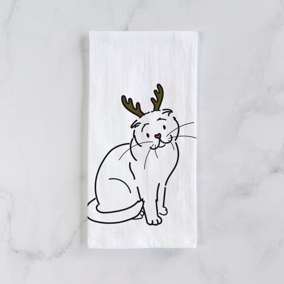 Red Nose Scottish Fold Cat - Hank - Tea Towel
