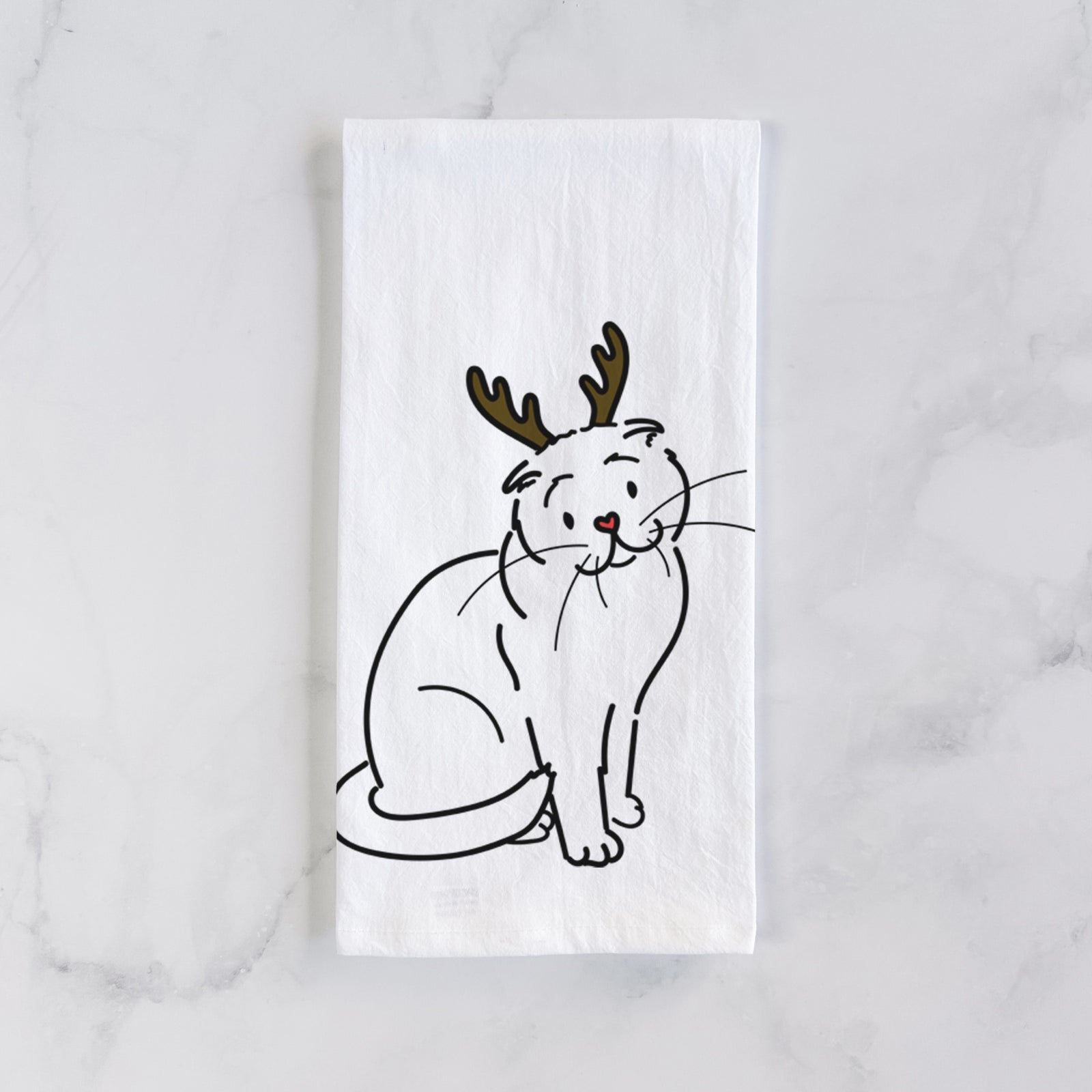 Red Nose Scottish Fold Cat - Hank - Tea Towel