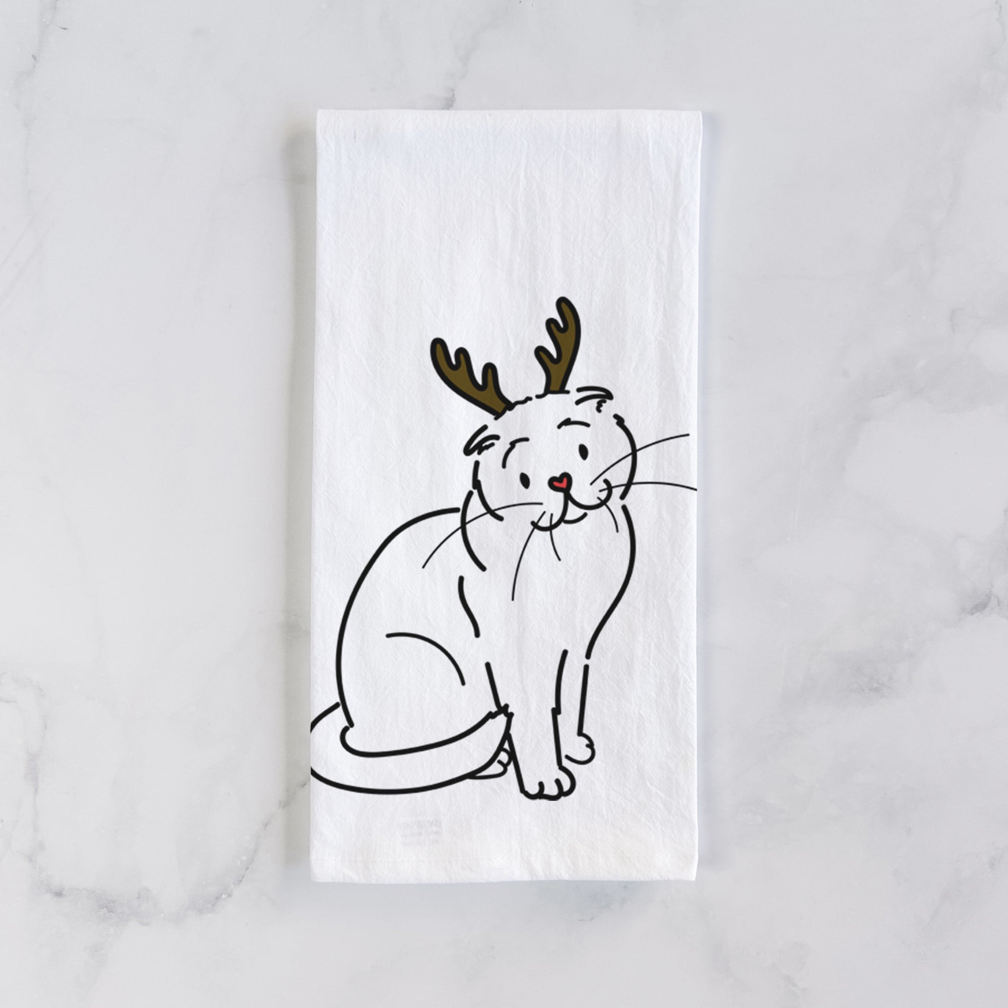 Red Nose Scottish Fold Cat - Hank - Tea Towel