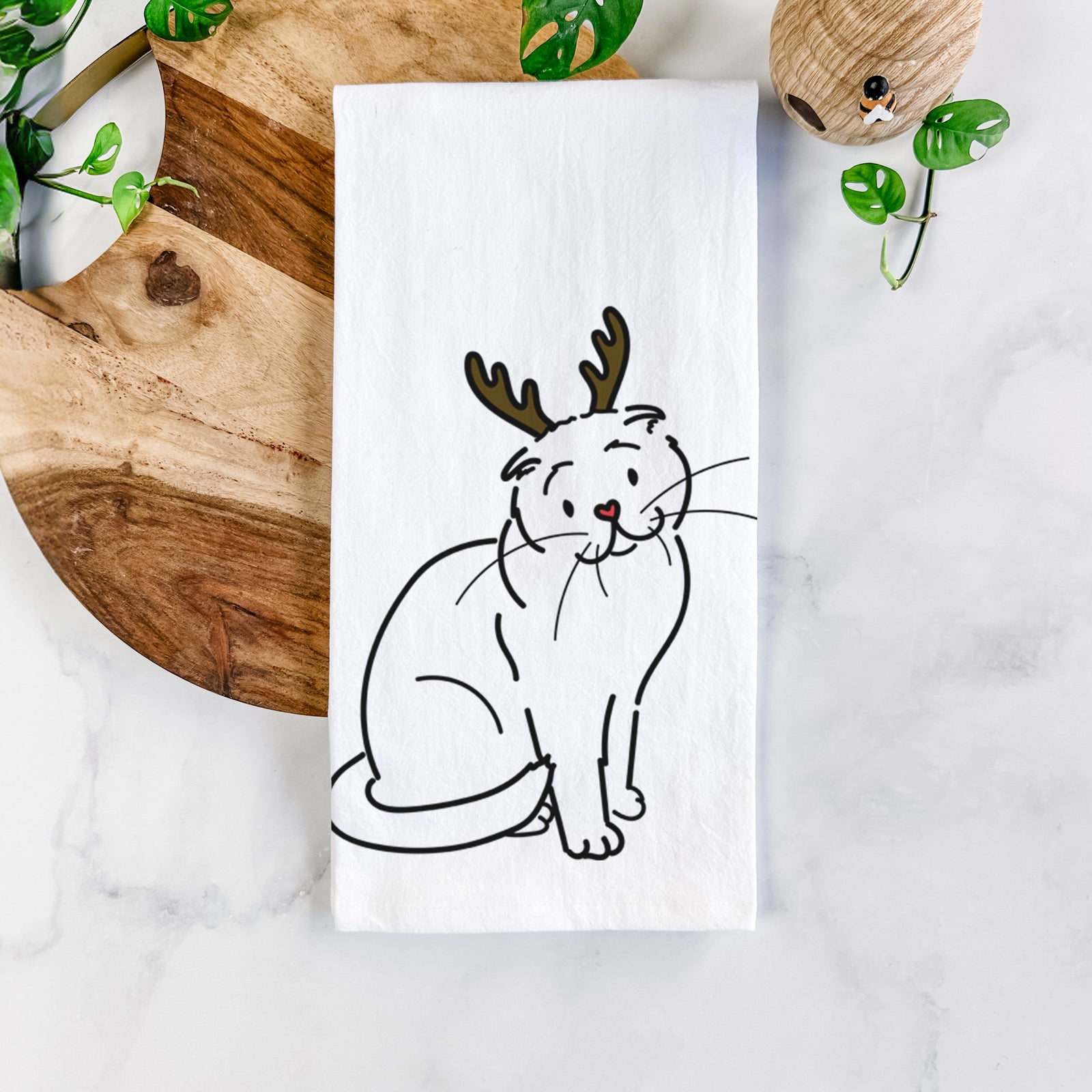 Red Nose Scottish Fold Cat - Hank - Tea Towel