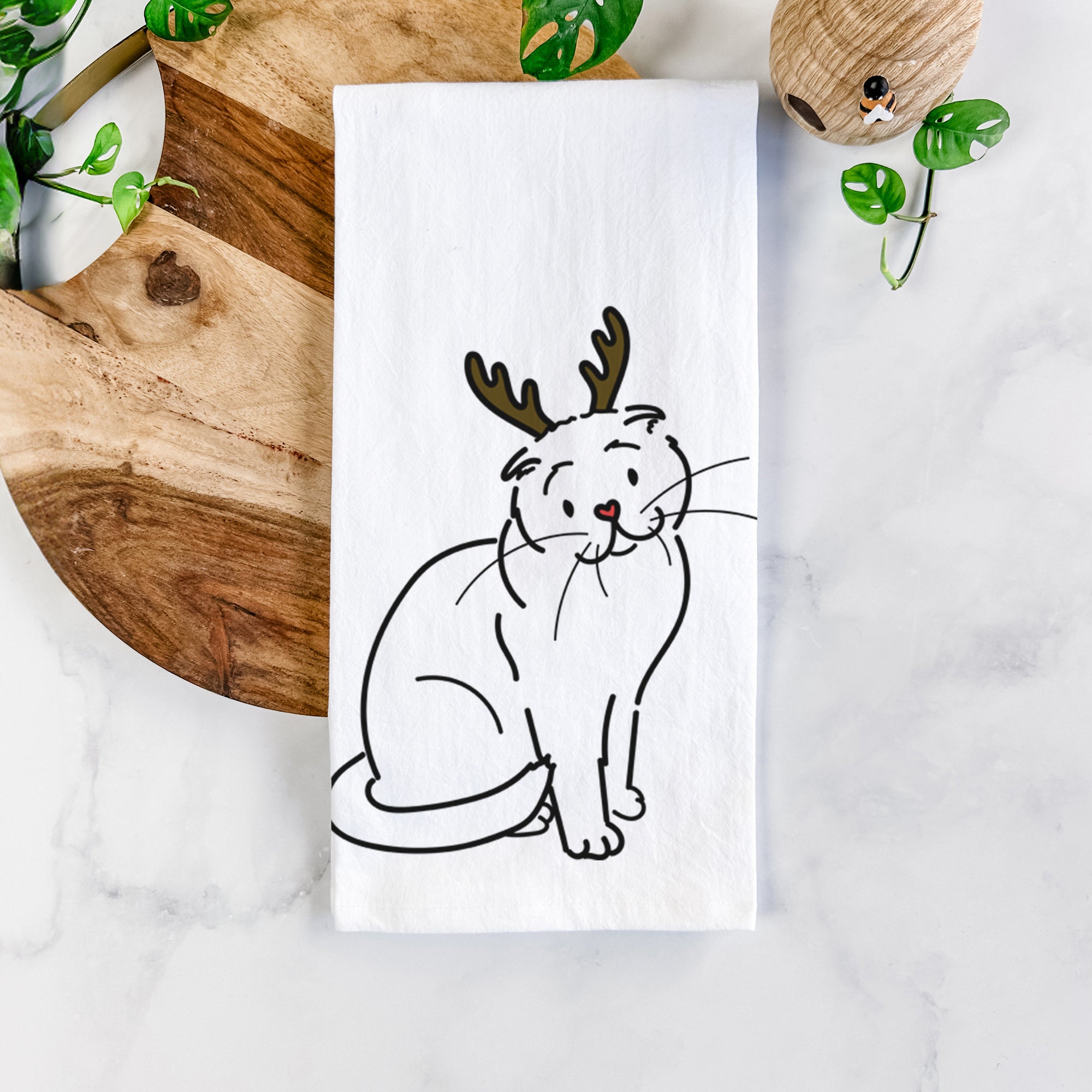 Red Nose Scottish Fold Cat - Hank - Tea Towel