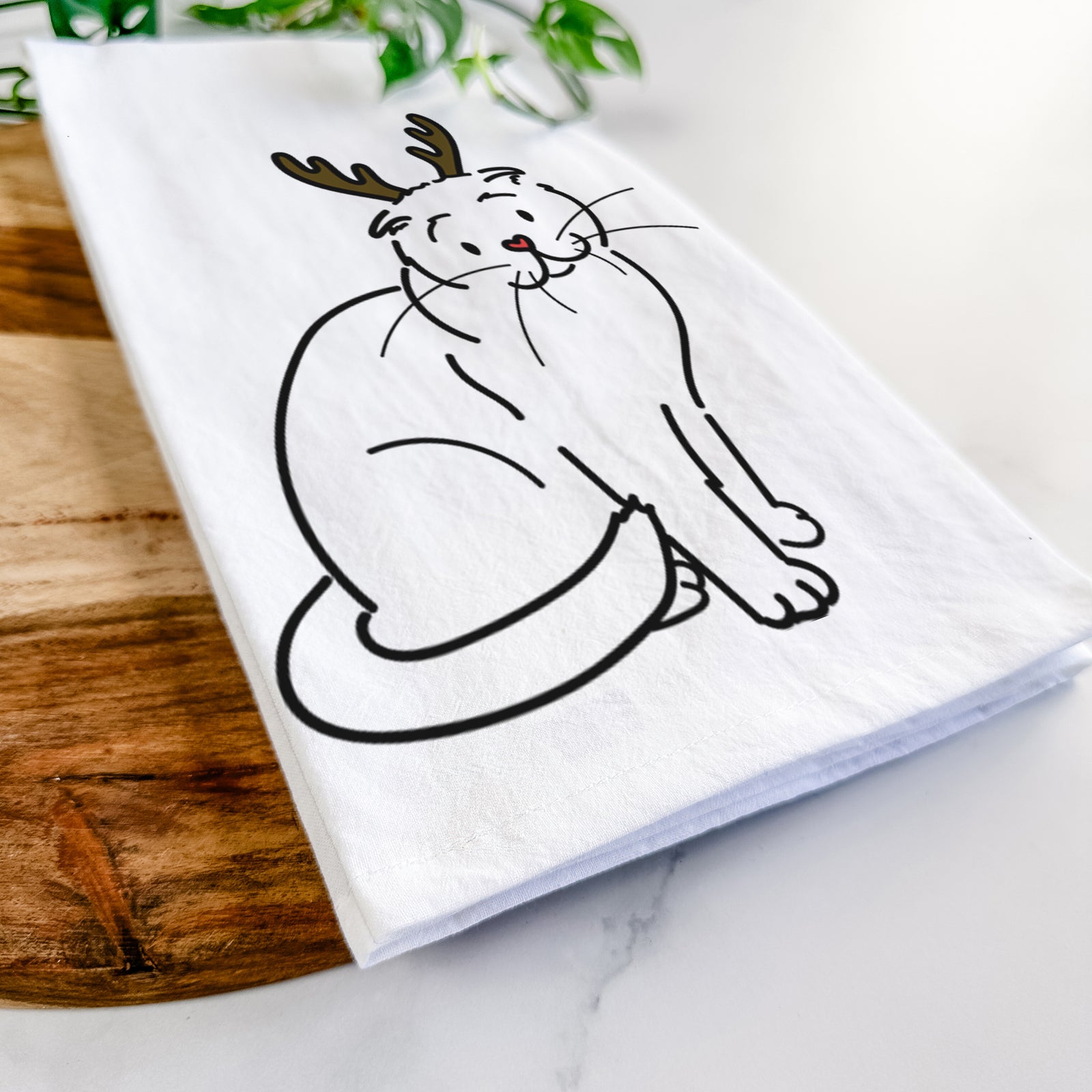 Red Nose Scottish Fold Cat - Hank - Tea Towel