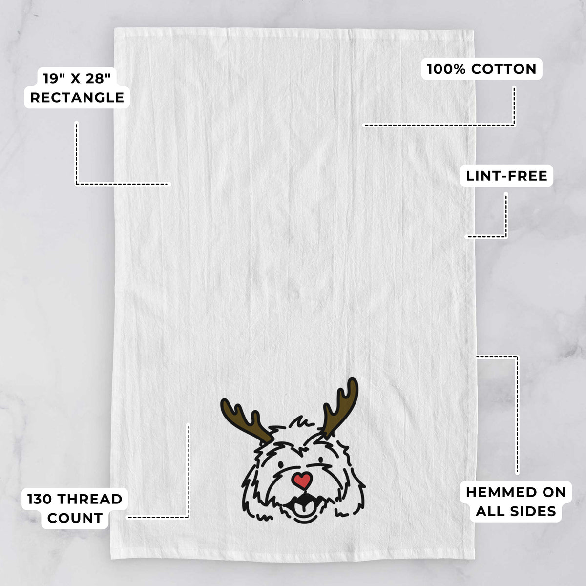 Red Nose Cavachon - Harry - Tea Towel