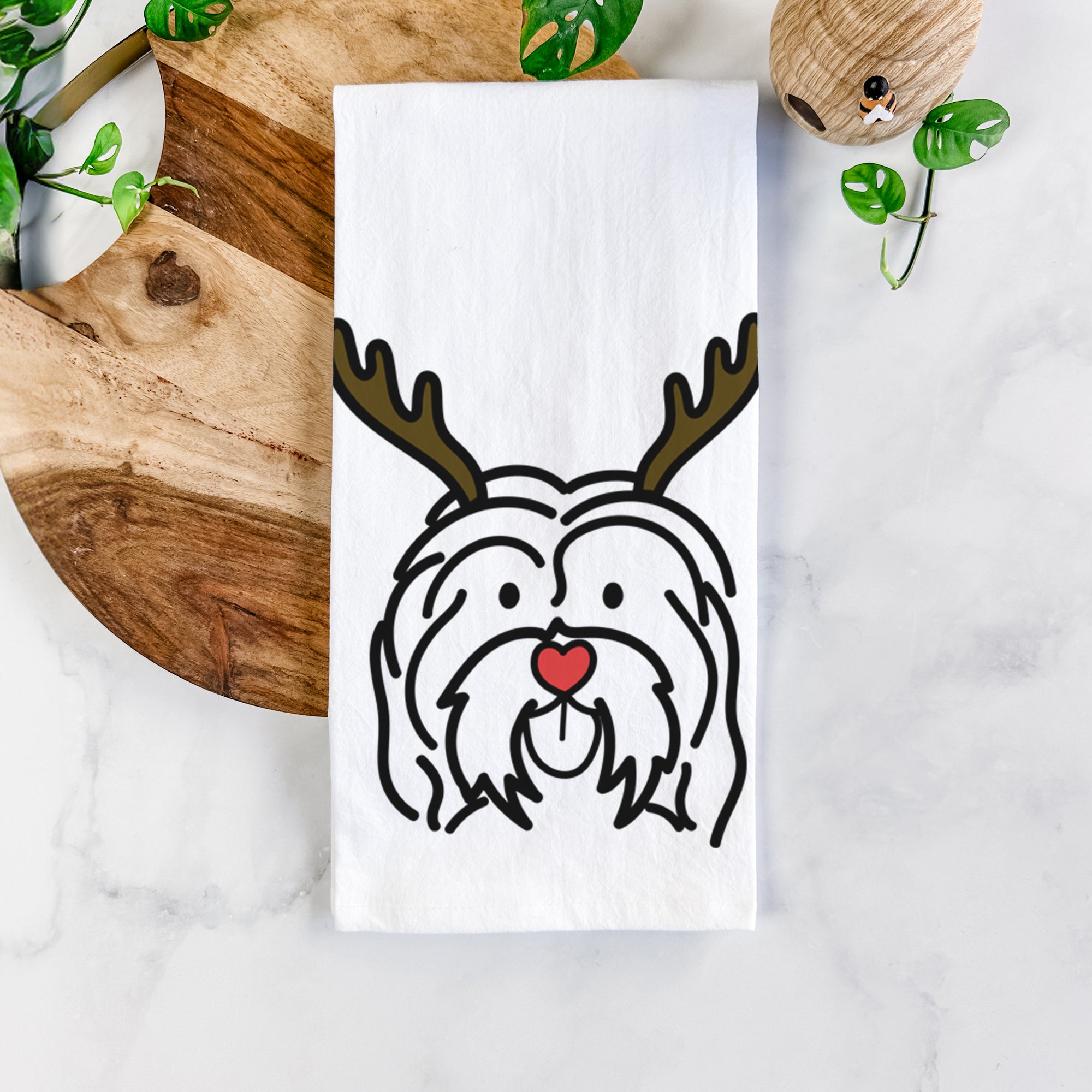 Red Nose Havanese - Tea Towel