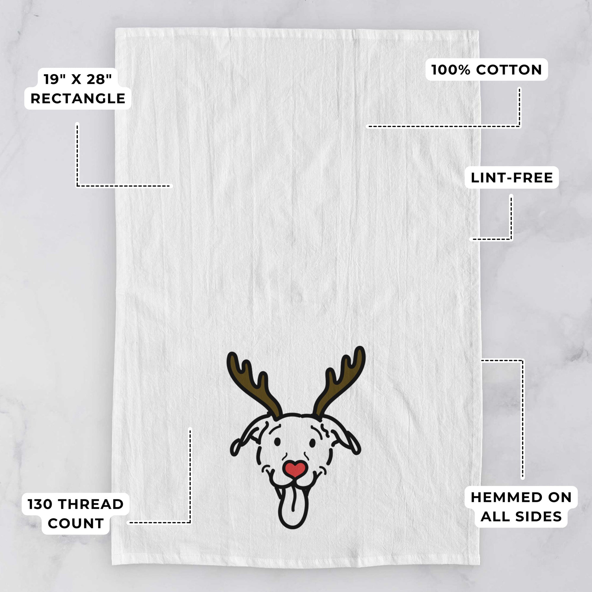 Red Nose Pitbull Mix - Hemi - Tea Towel