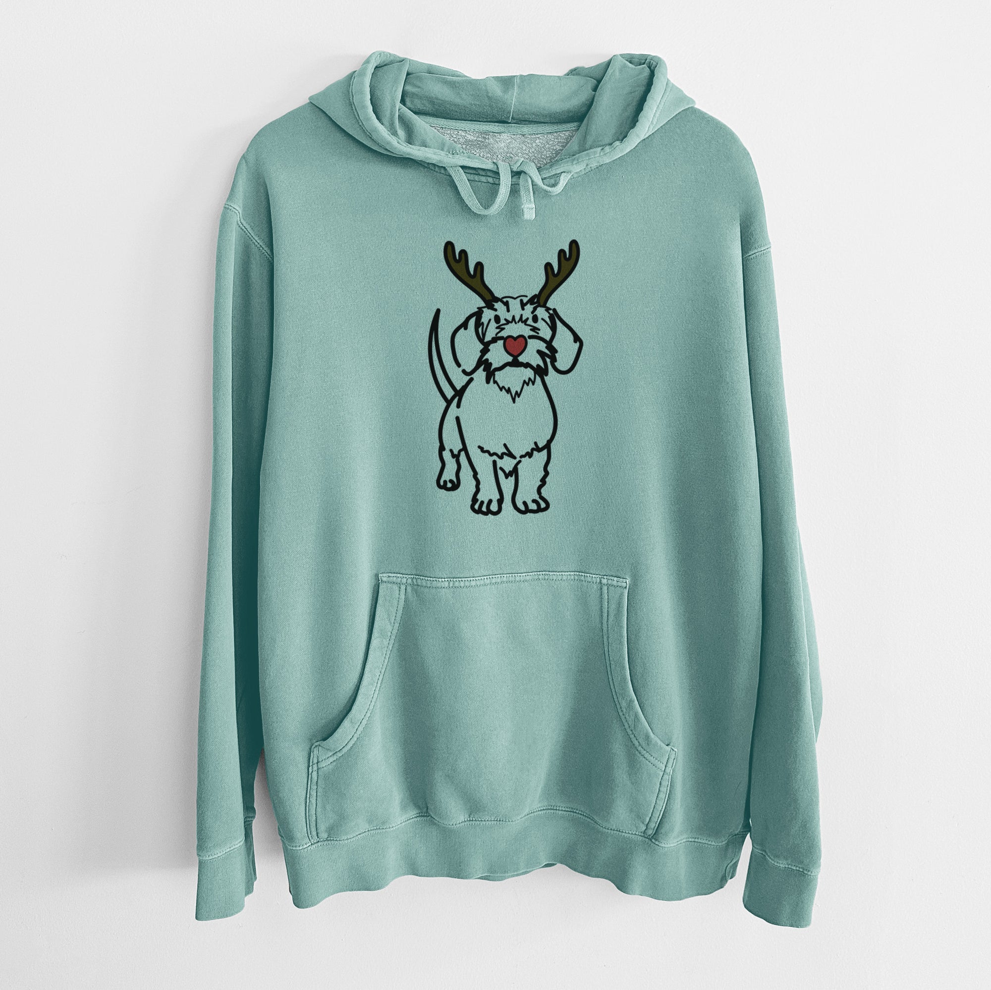 Red Nose Wire Dachshund - Henry - Unisex Pigment Dyed Hoodie