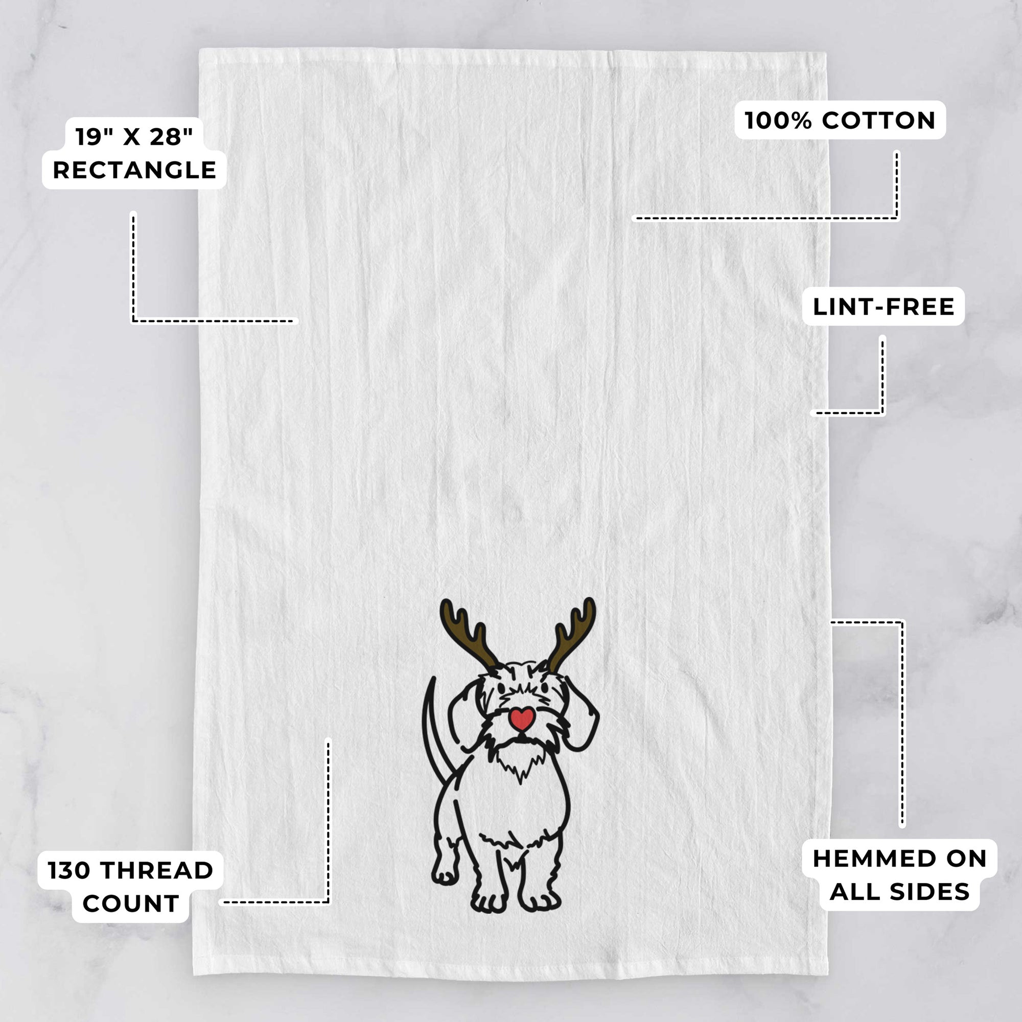 Red Nose Wire Dachshund - Henry - Tea Towel