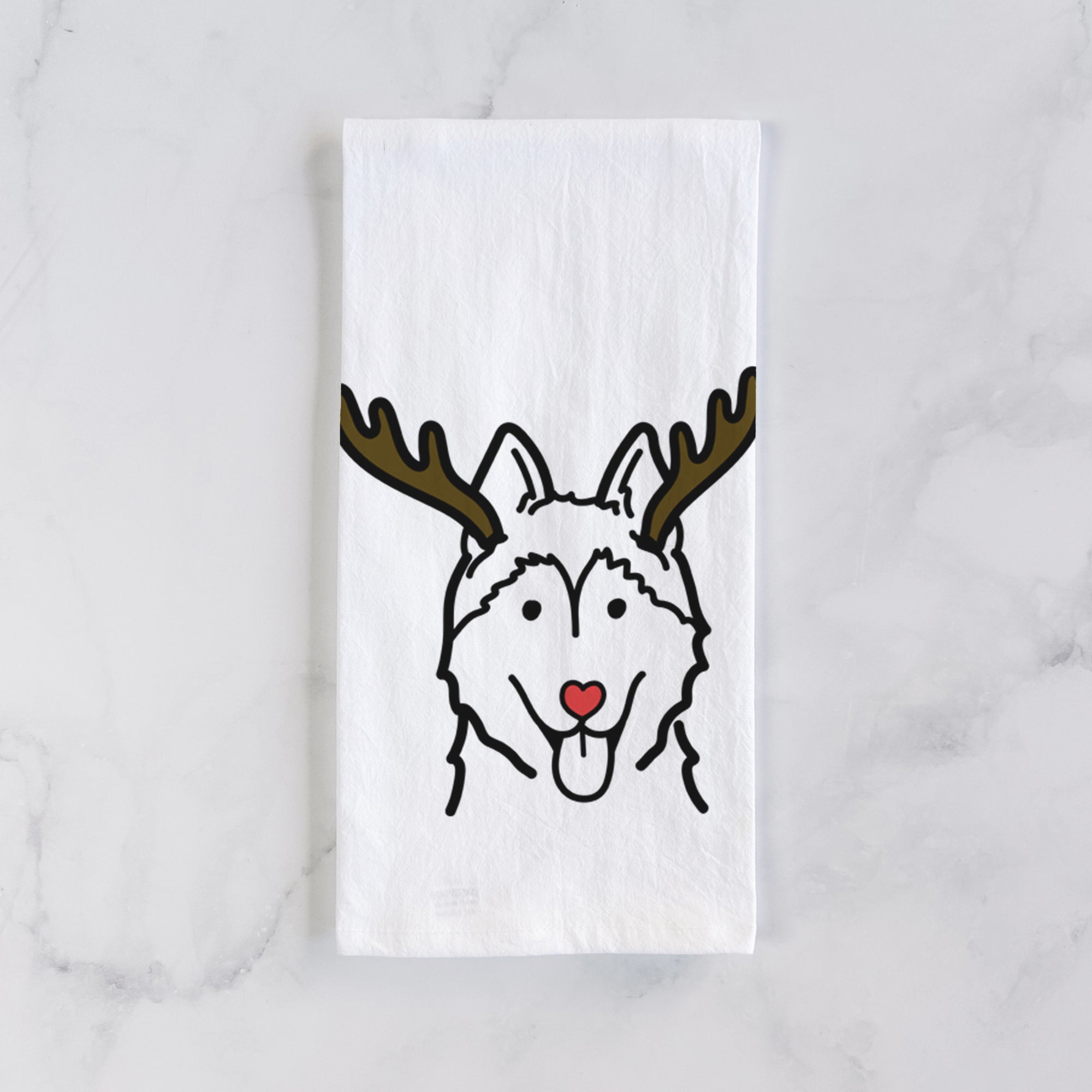 Red Nose Siberian Husky - Tea Towel