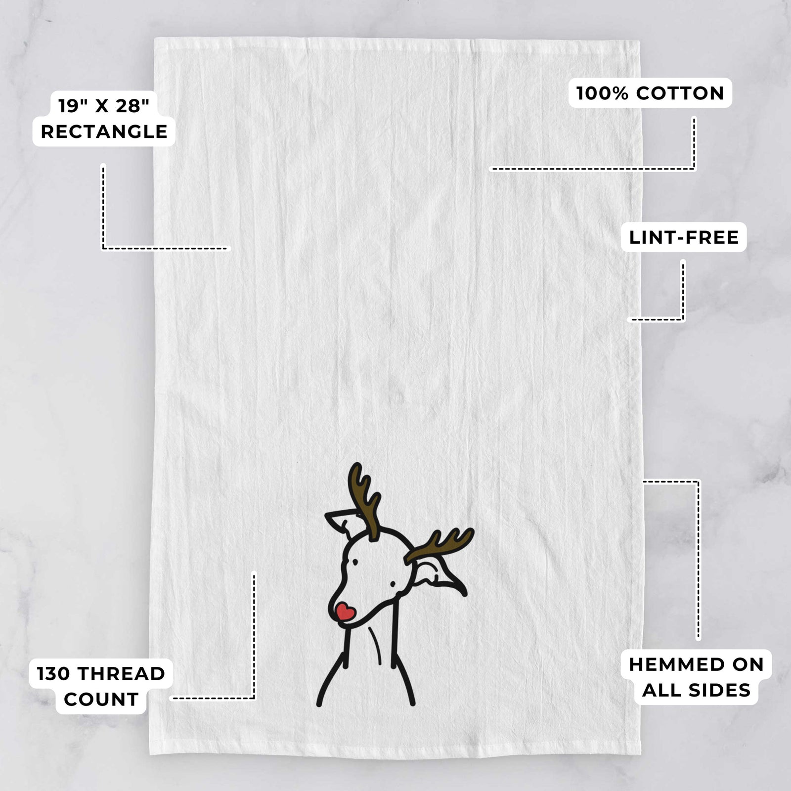 Red Nose Italian Greyhound - Tea Towel