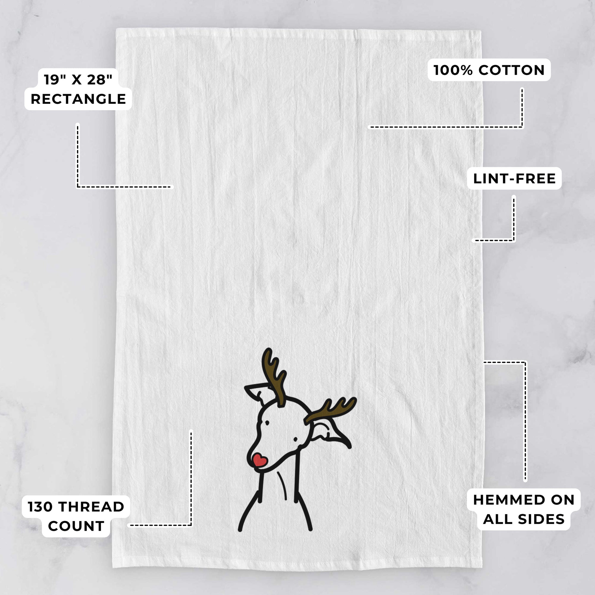 Red Nose Italian Greyhound - Tea Towel