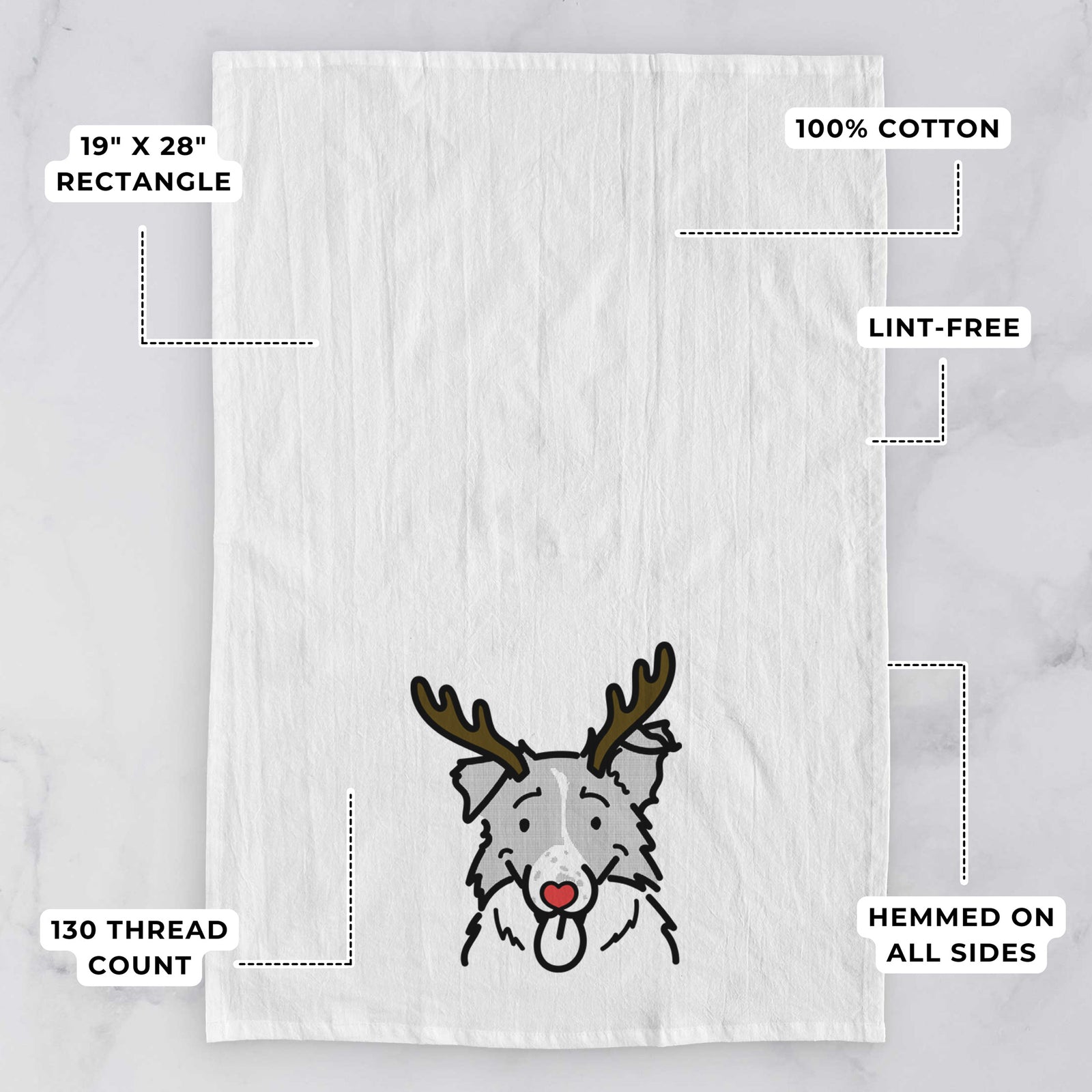 Red Nose Border Collie - Jam - Tea Towel