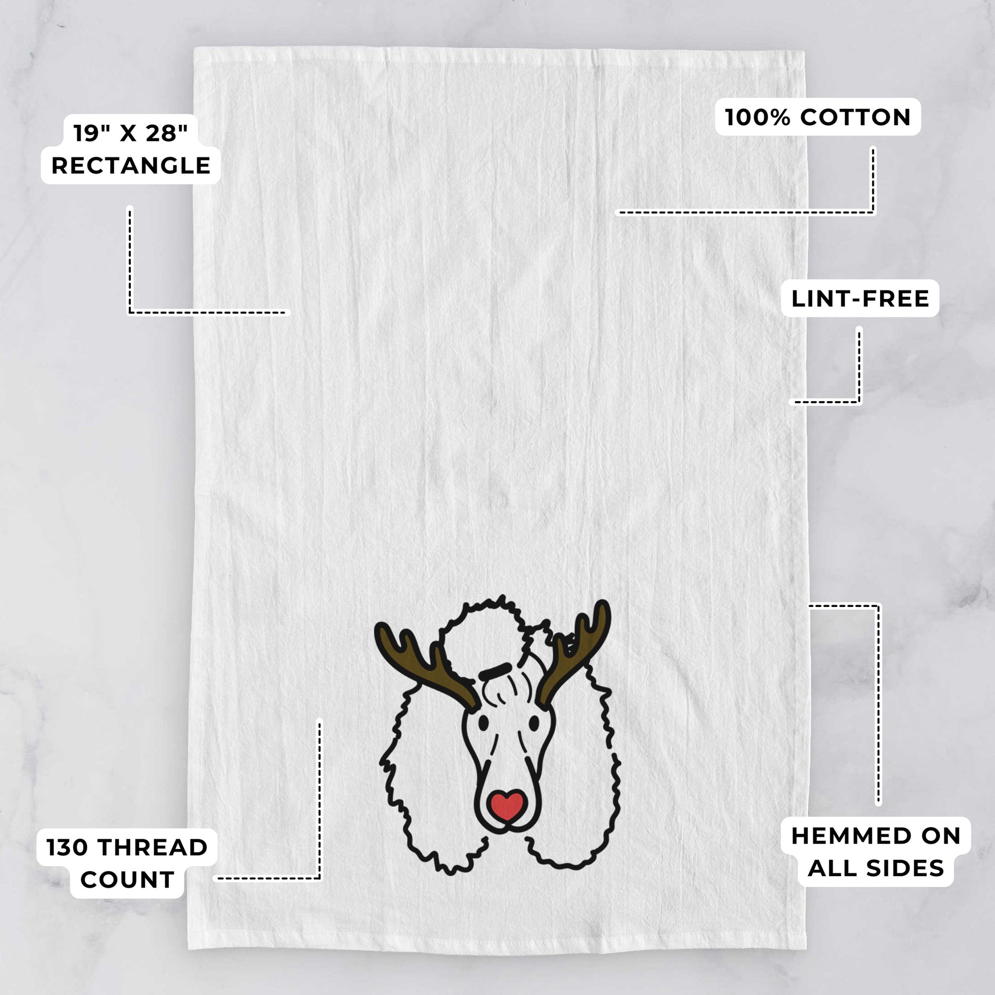 Red Nose Standard Poodle - Jemma - Tea Towel