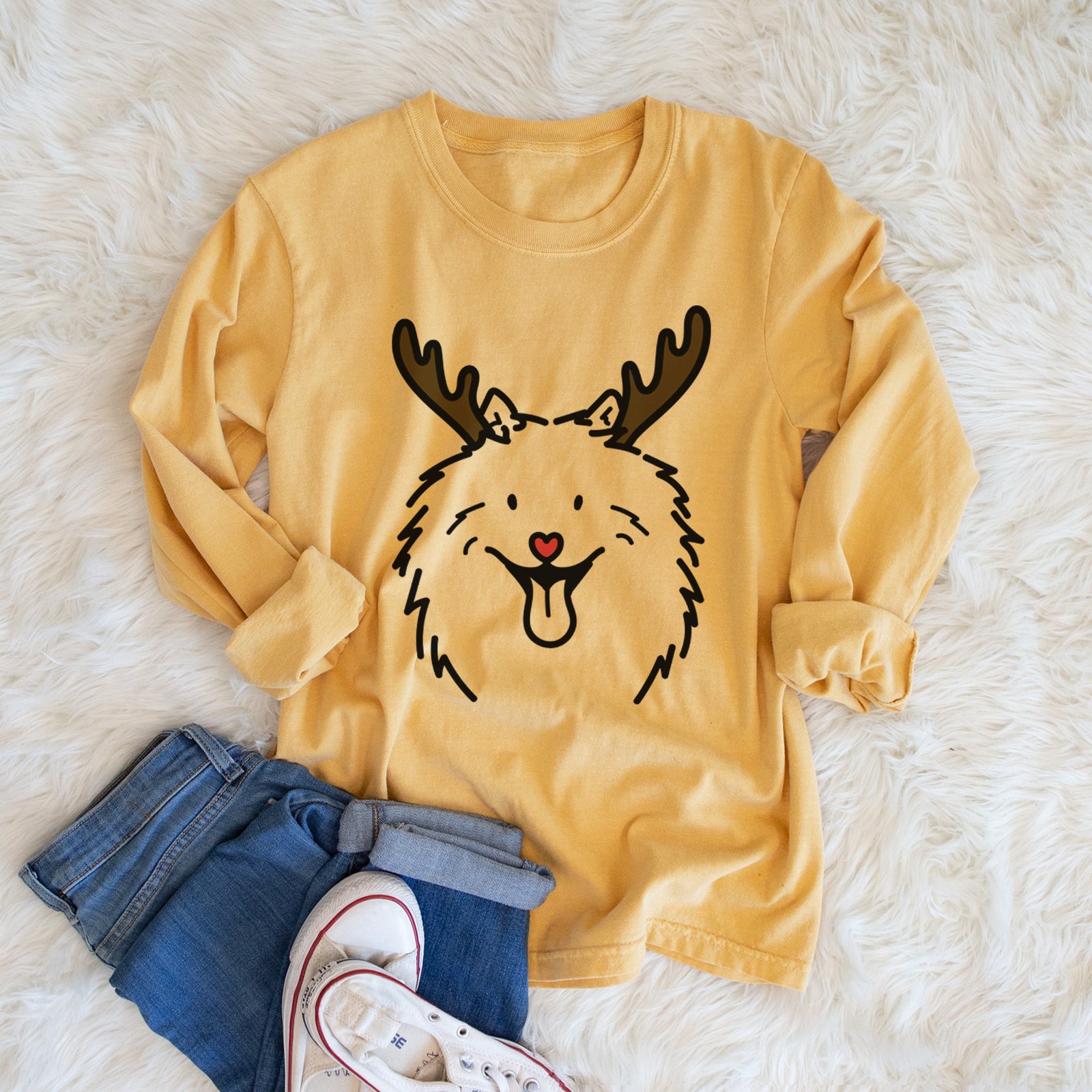 Red Nose Samoyed - Johnny - Heavyweight 100% Cotton Long Sleeve