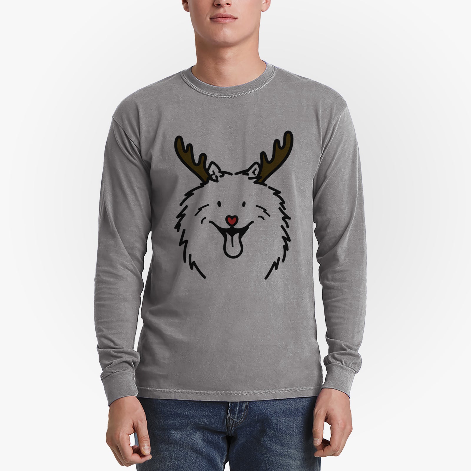 Red Nose Samoyed - Johnny - Heavyweight 100% Cotton Long Sleeve