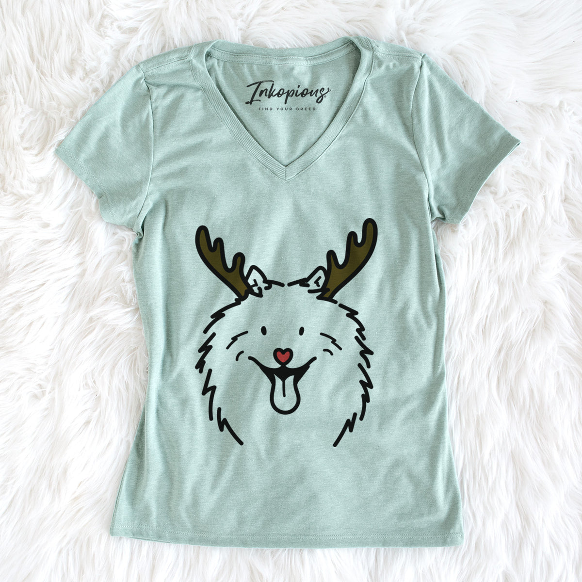 Red Nose Samoyed - Johnny - Women's Perfect V-neck Shirt