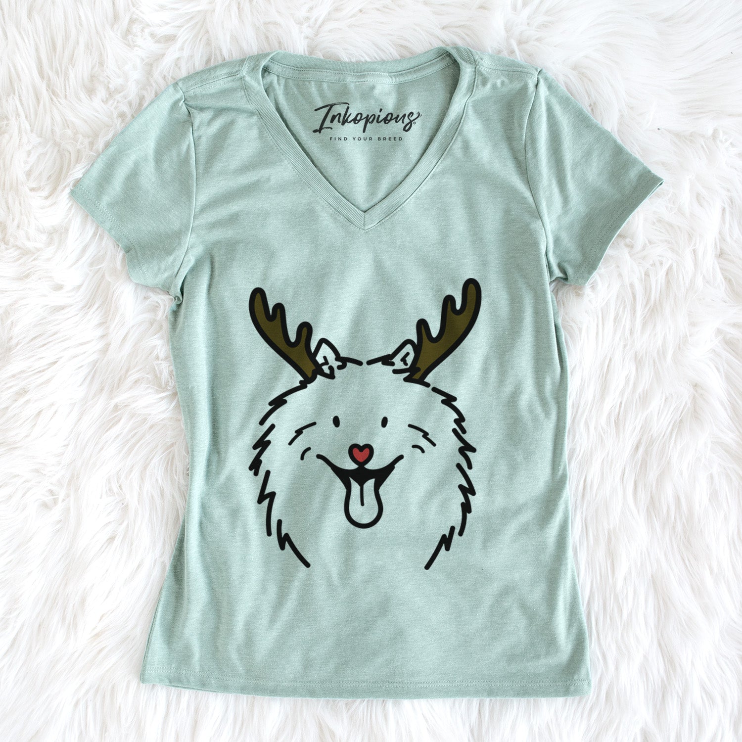 Red Nose Samoyed - Johnny - Women's Perfect V-neck Shirt