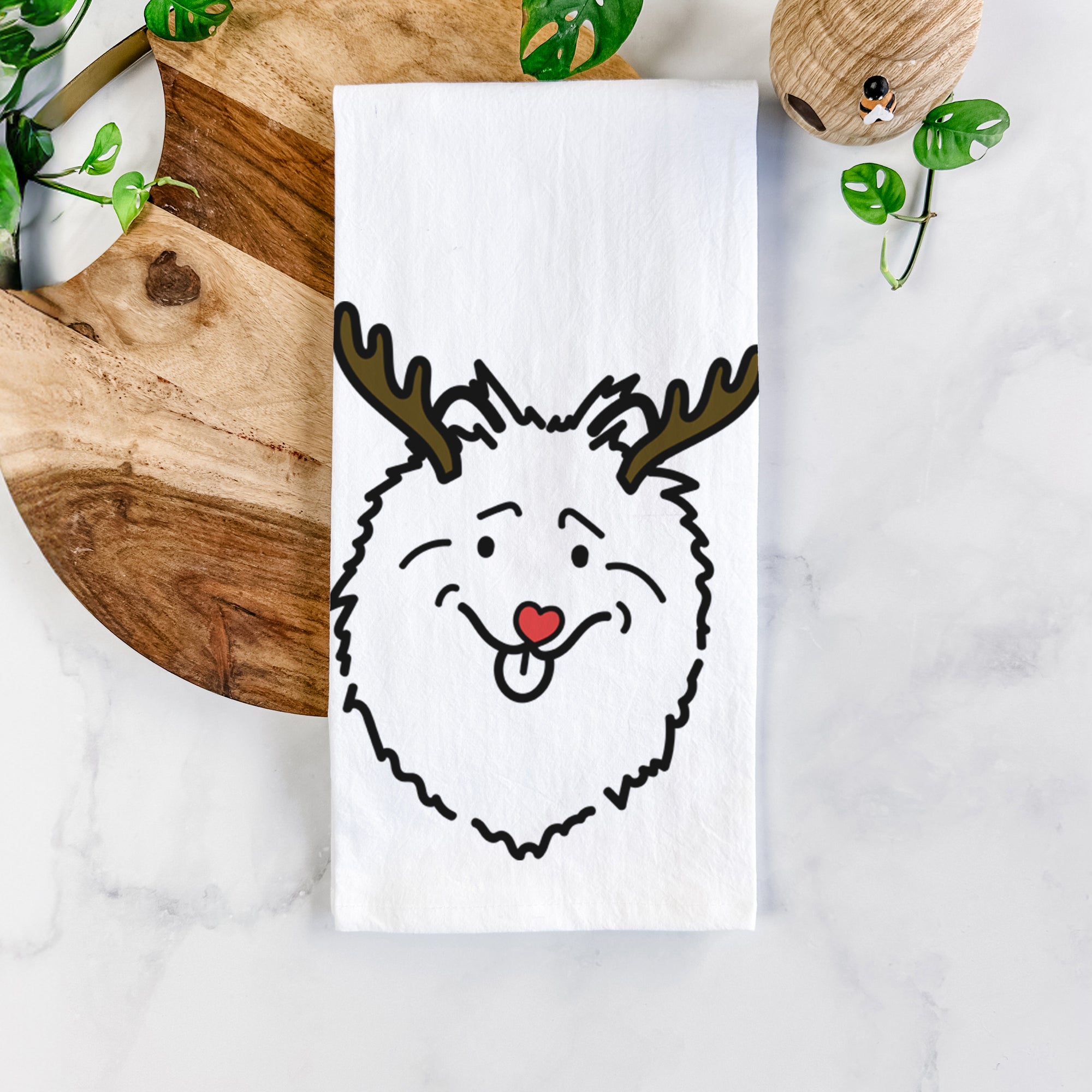 Red Nose Keeshond - Tea Towel