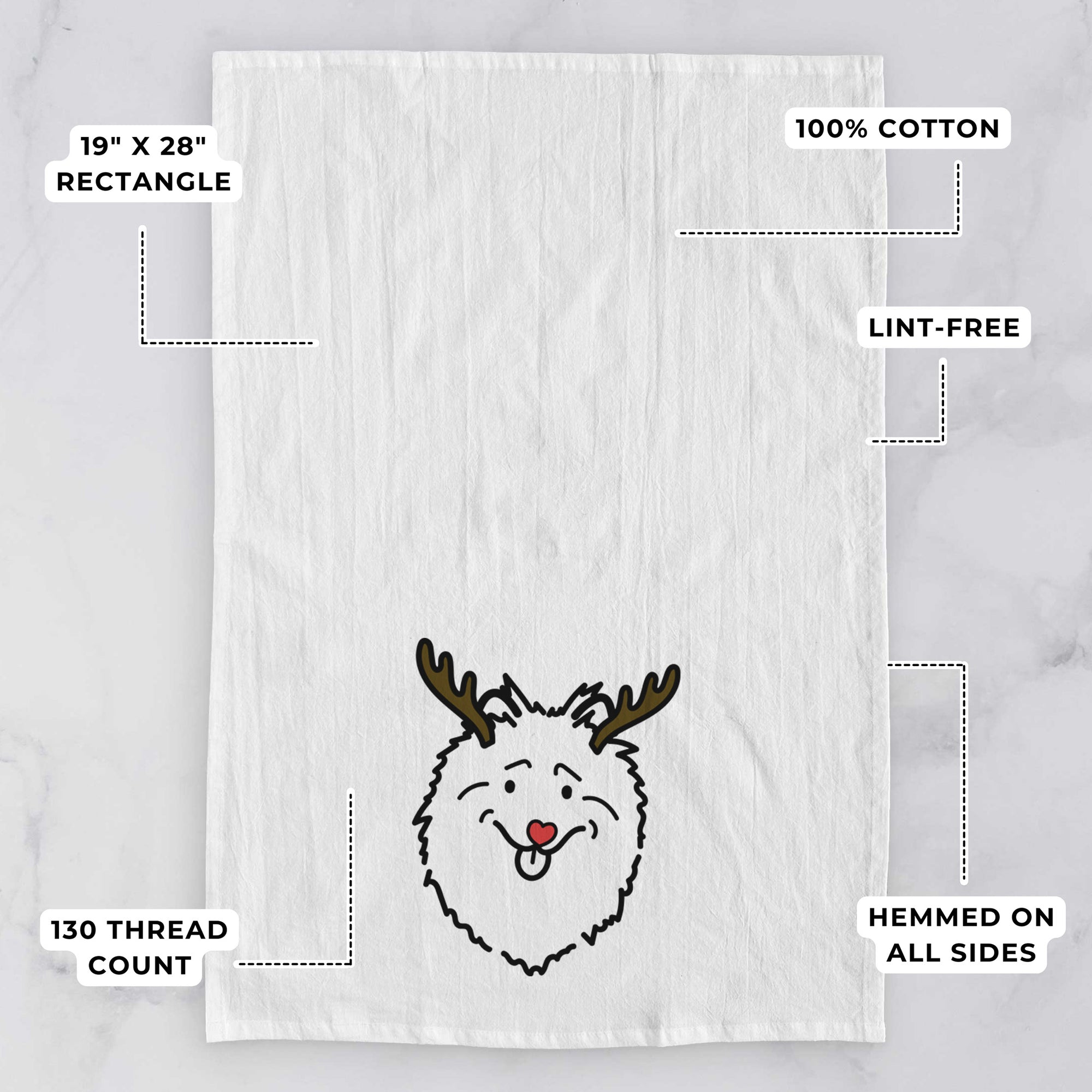 Red Nose Keeshond - Tea Towel