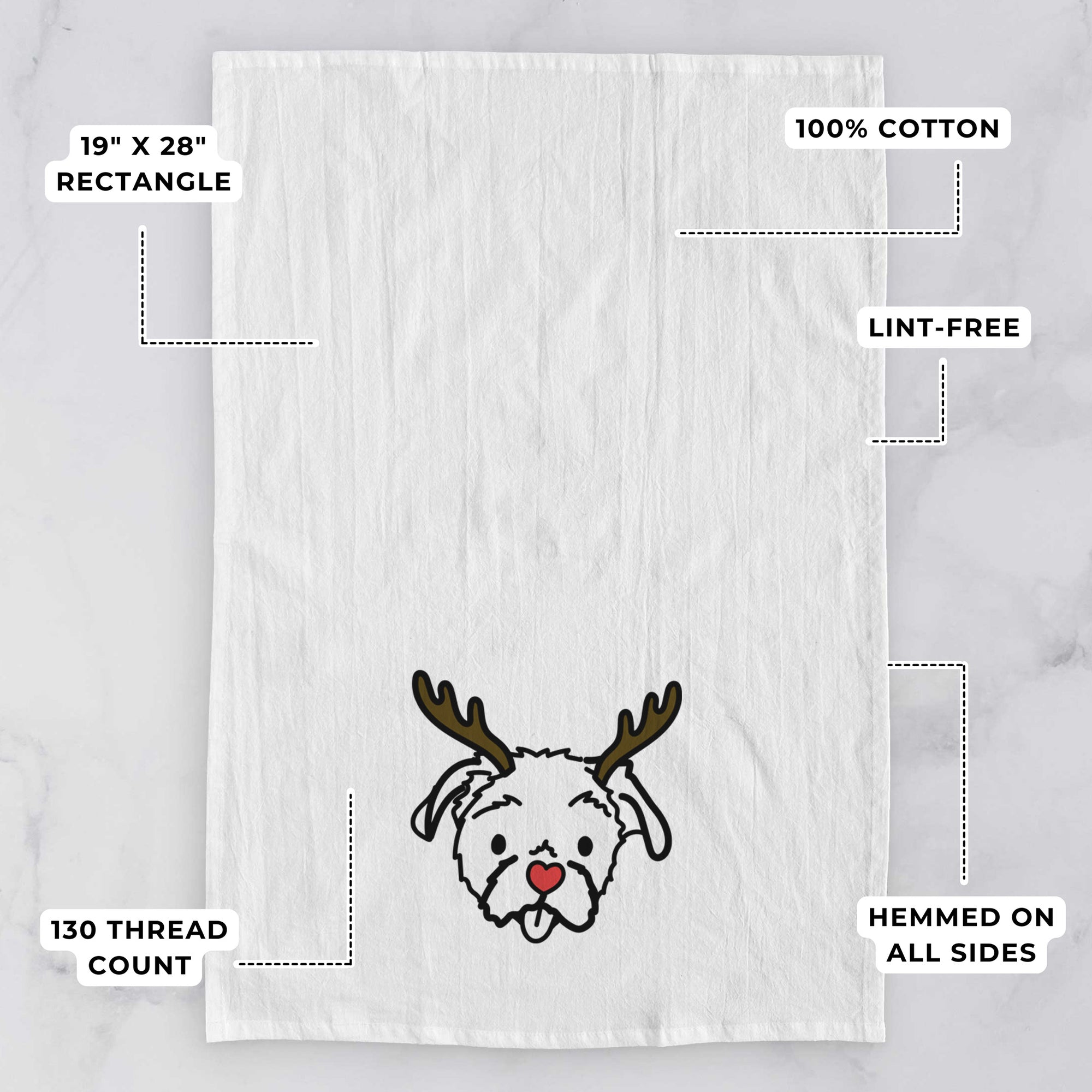 Red Nose Shih Tzu - Koko - Tea Towel