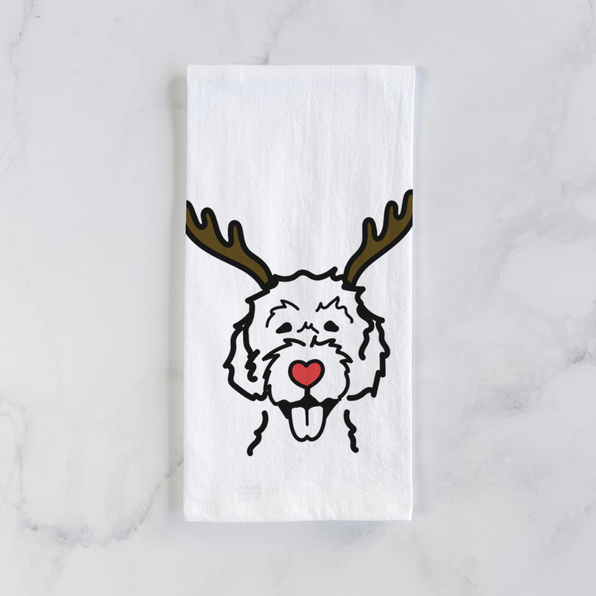 Red Nose Labradoodle - Tea Towel