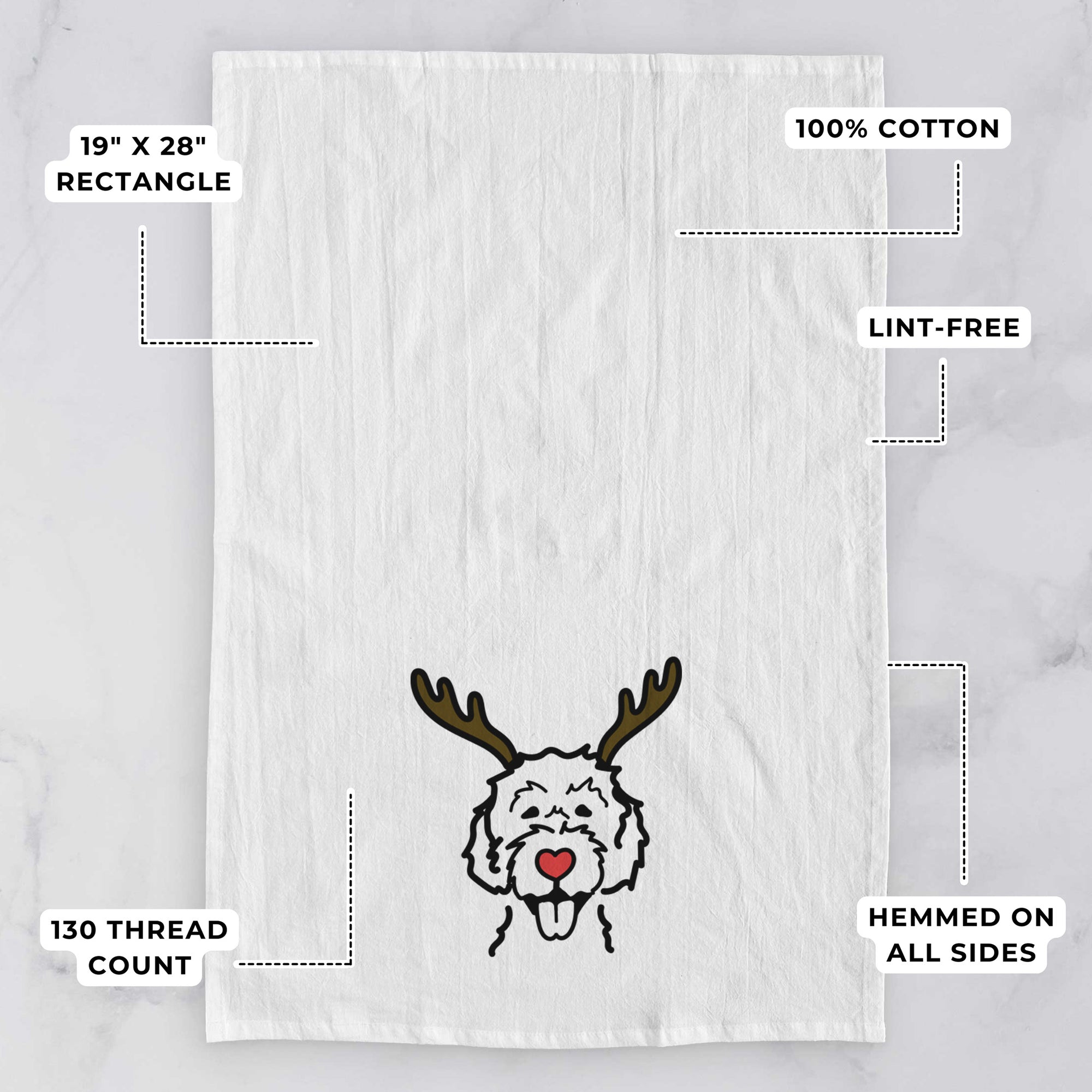 Red Nose Labradoodle - Tea Towel