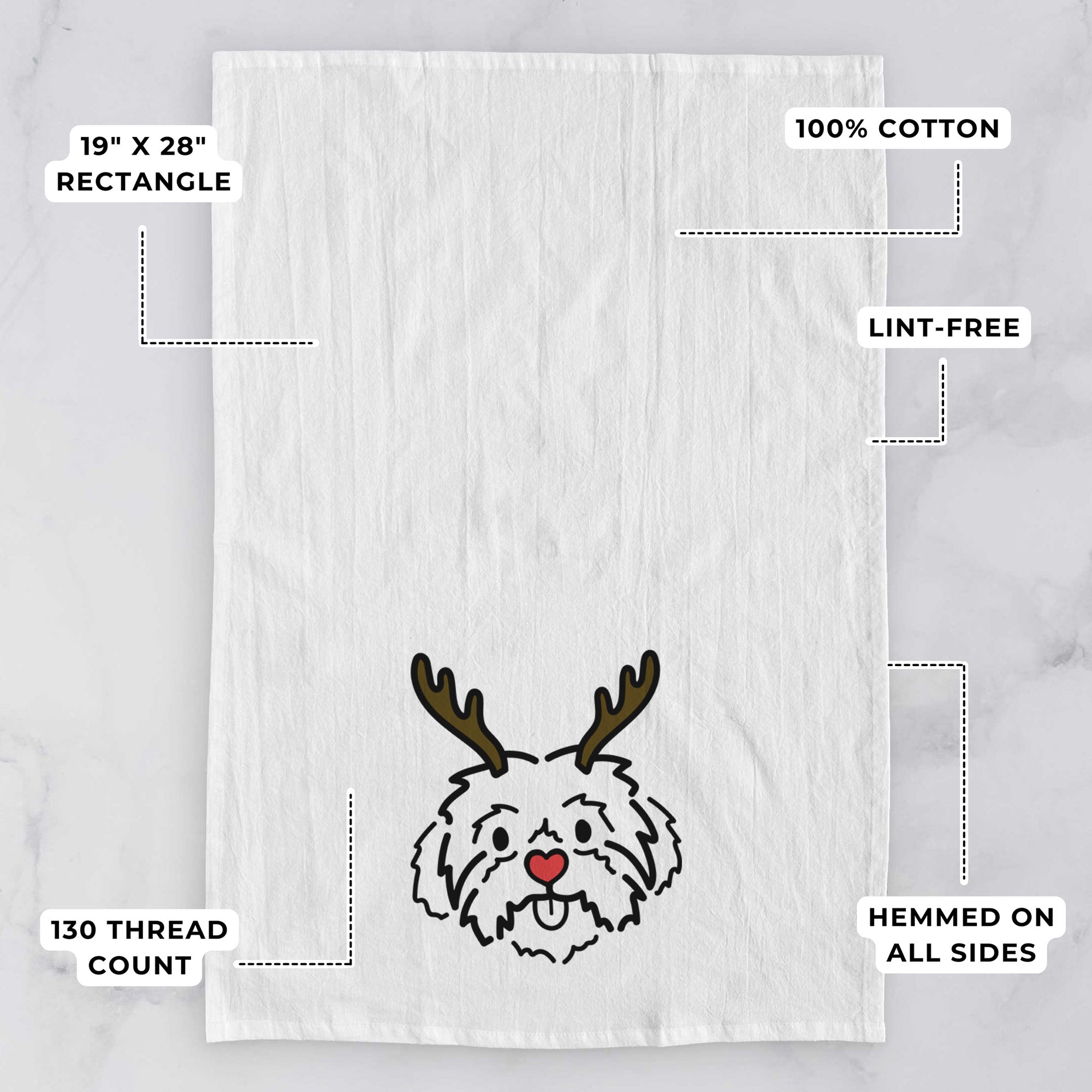 Red Nose Shih Tzu - Leo - Tea Towel