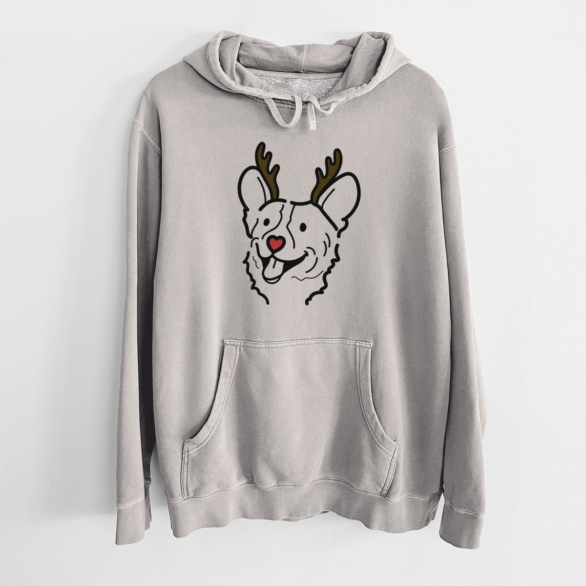 Red Nose Corgi - Lily - Unisex Pigment Dyed Hoodie