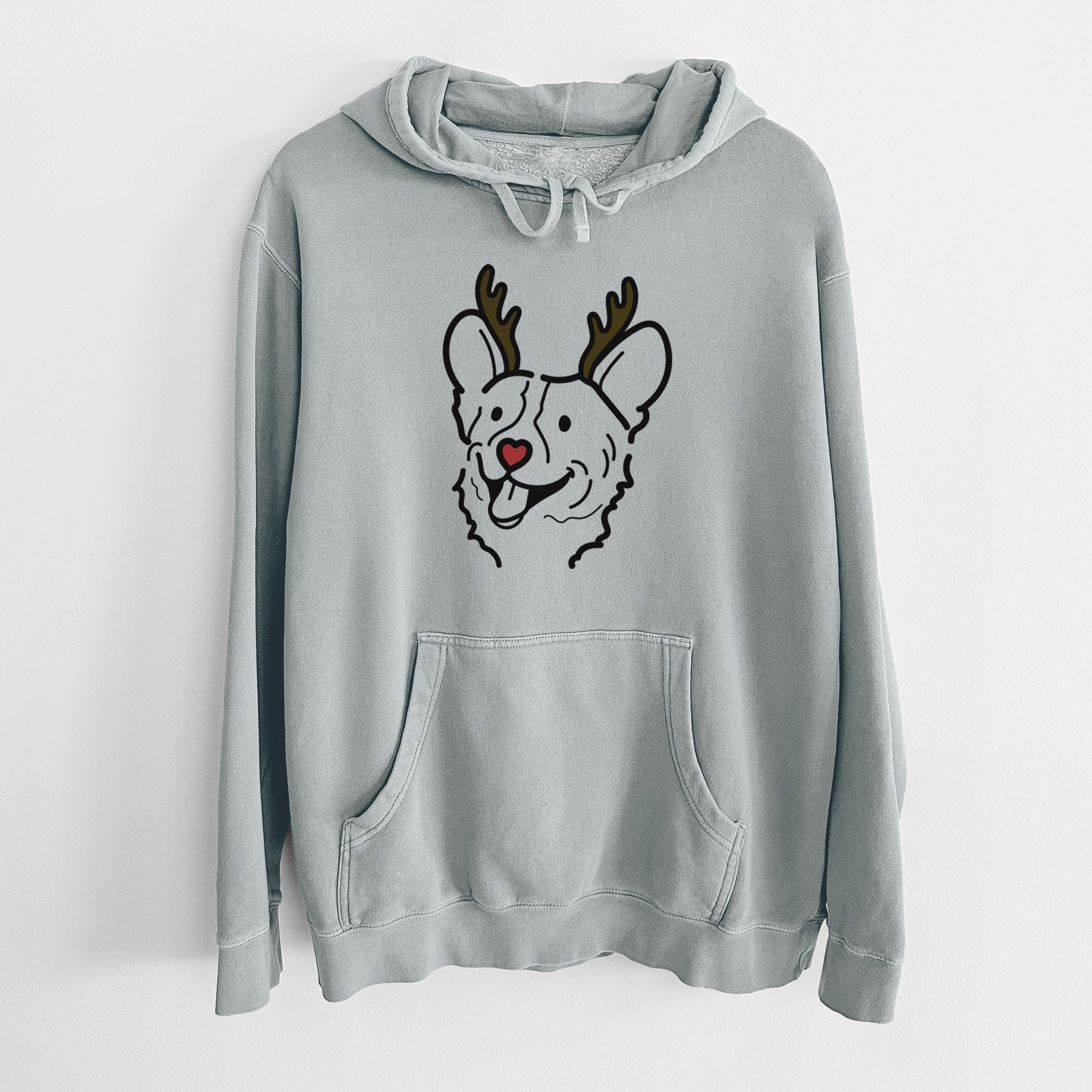 Red Nose Corgi - Lily - Unisex Pigment Dyed Hoodie