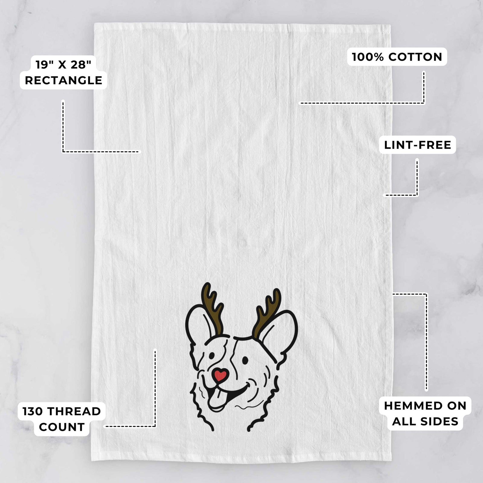 Red Nose Corgi - Lily - Tea Towel