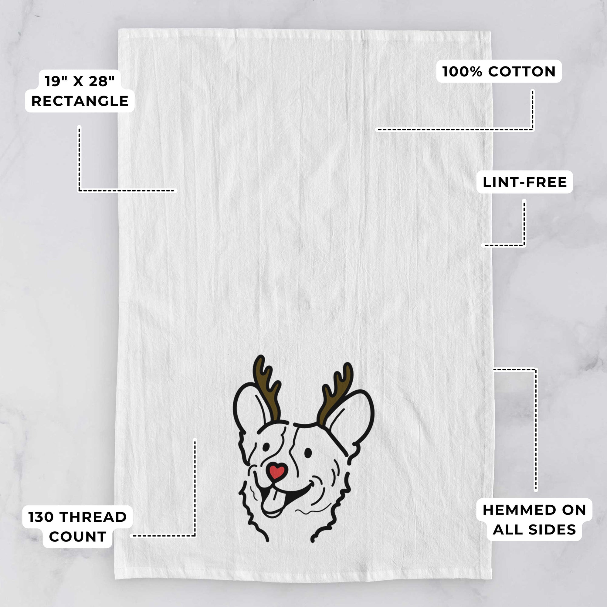 Red Nose Corgi - Lily - Tea Towel