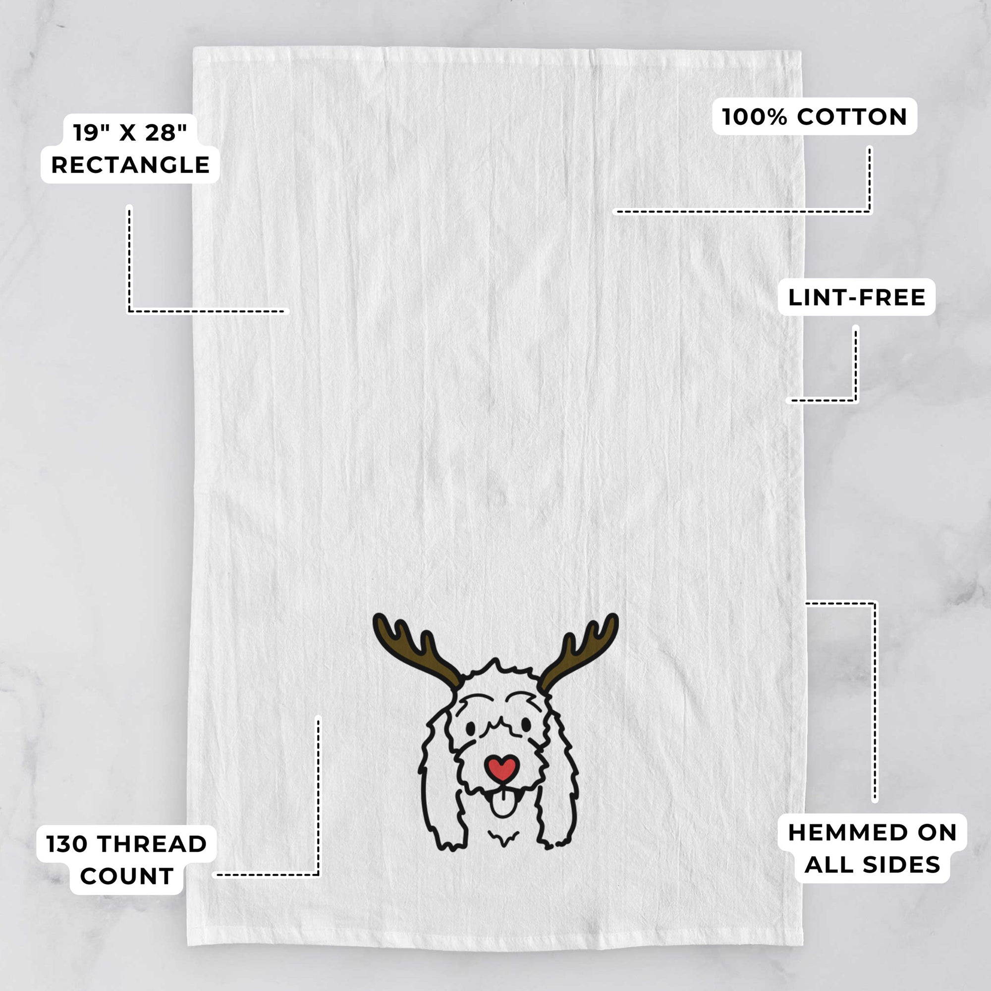 Red Nose Coton de Tulear - Louie - Tea Towel