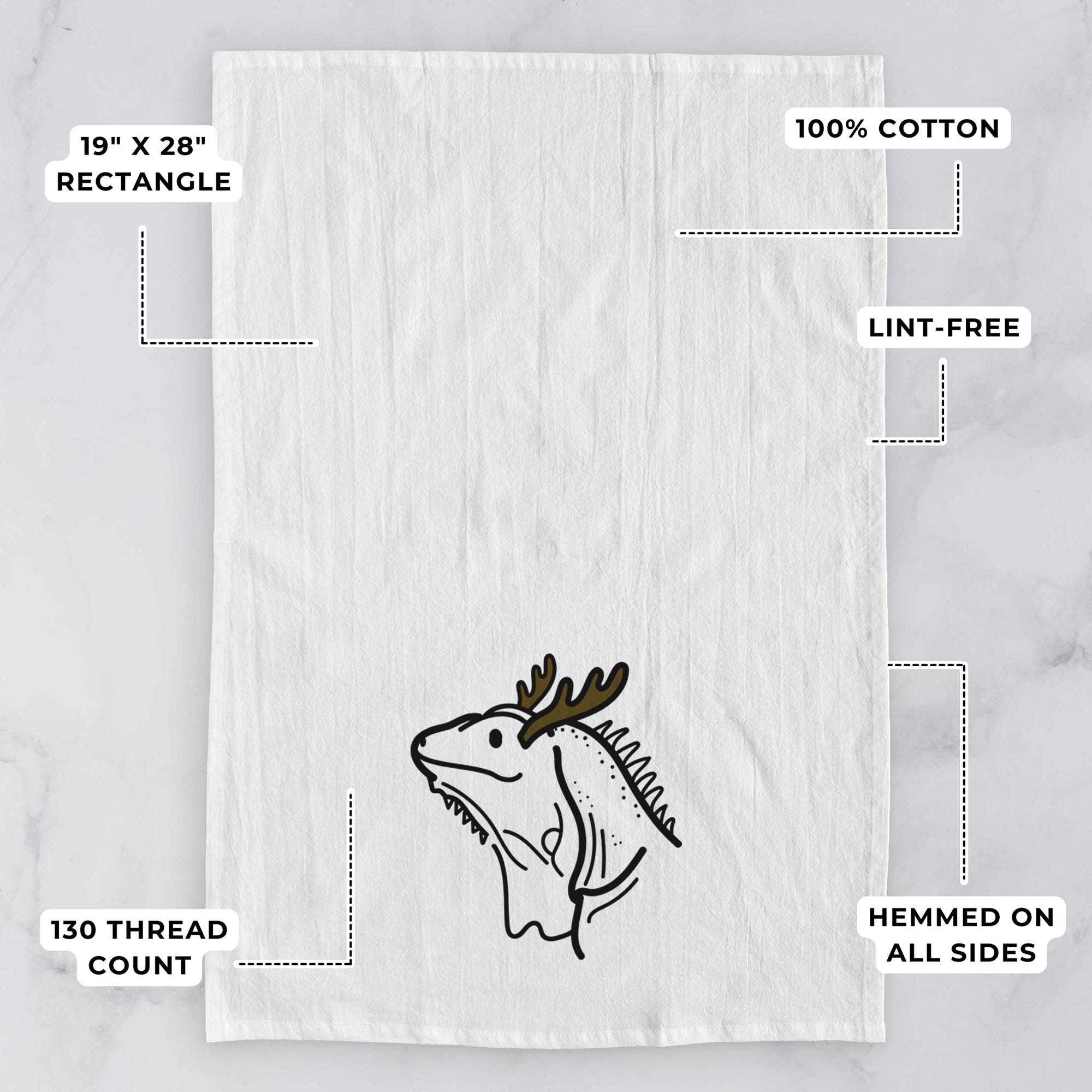 Red Nose Iguana - Louie - Tea Towel