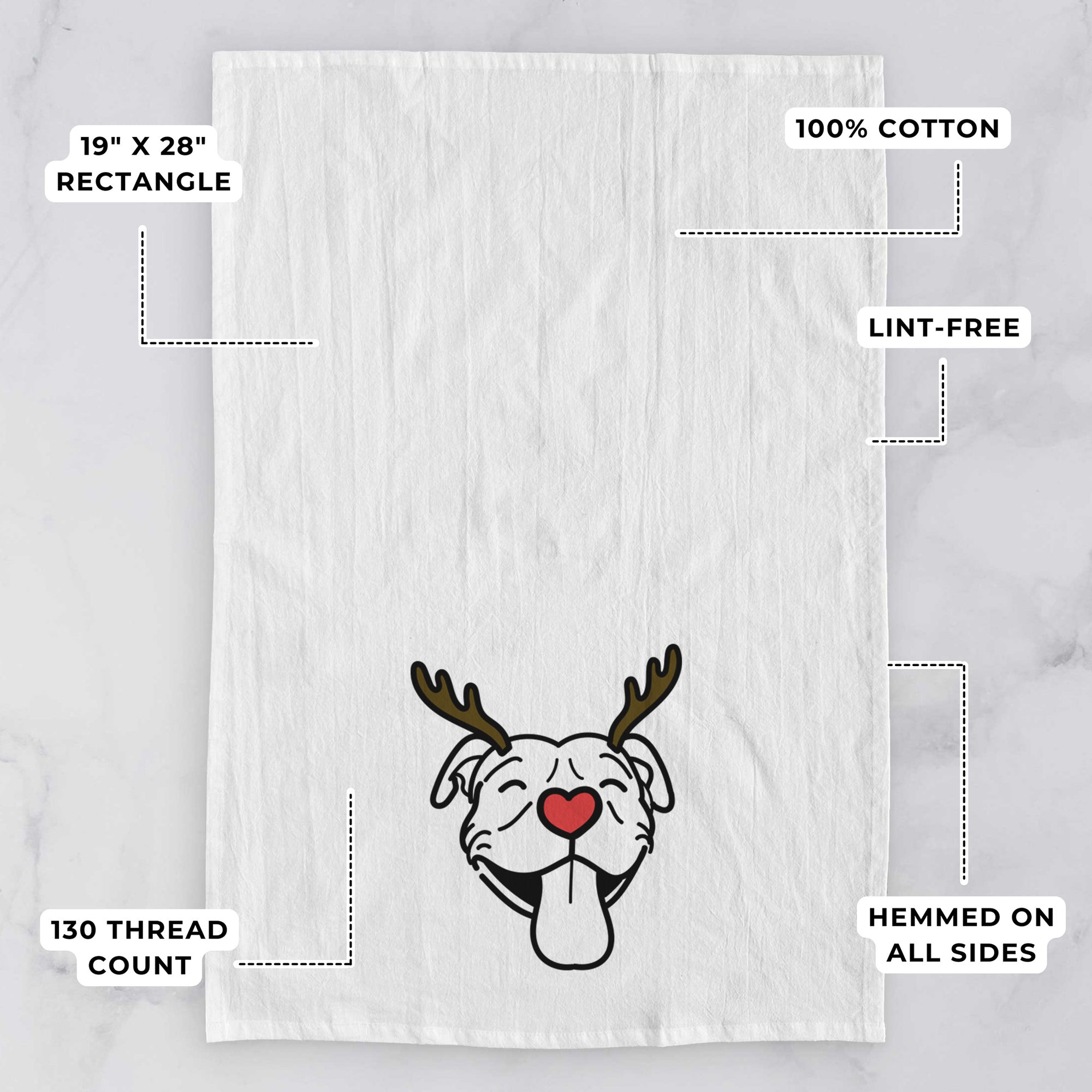 Red Nose Pitbull - Louie - Tea Towel